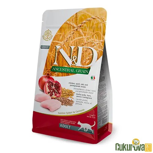 N & D Düşük Tahıllı Tavuk Etli ve Narlı Yetişkin Kedi Maması 5 Kg