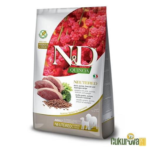 N & D Quinoa Ördek Brokoli ve Kinoalı İdrar Yolları Destekleyici Medium Maxi Yetişkin Köpek Maması 12 Kg