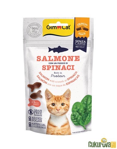Gimcat Crunchy Somonlu ve Ispanaklı Kedi Ödül Maması 50 Gr