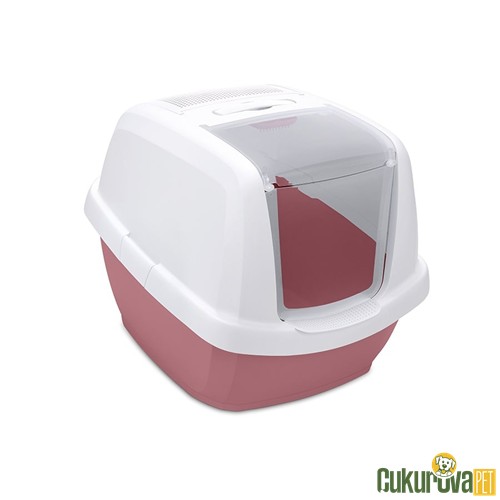 Imac Maddy Junior Kapalı Kedi Tuvaleti - Pembe / Beyaz - 57 x 43 x 41 Cm