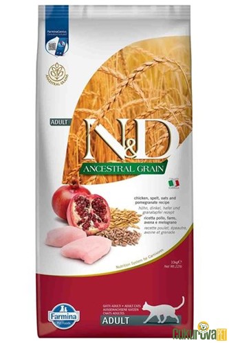 N & D Düşük Tahıllı Tavuk Etli ve Narlı Yetişkin Kedi Maması 10 Kg