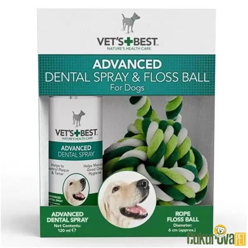VET'S BEST KÖPEKLER İÇİN AĞIZ VE DİŞ BAKIM SPREYİ VE HALAT TOP 120 ML 