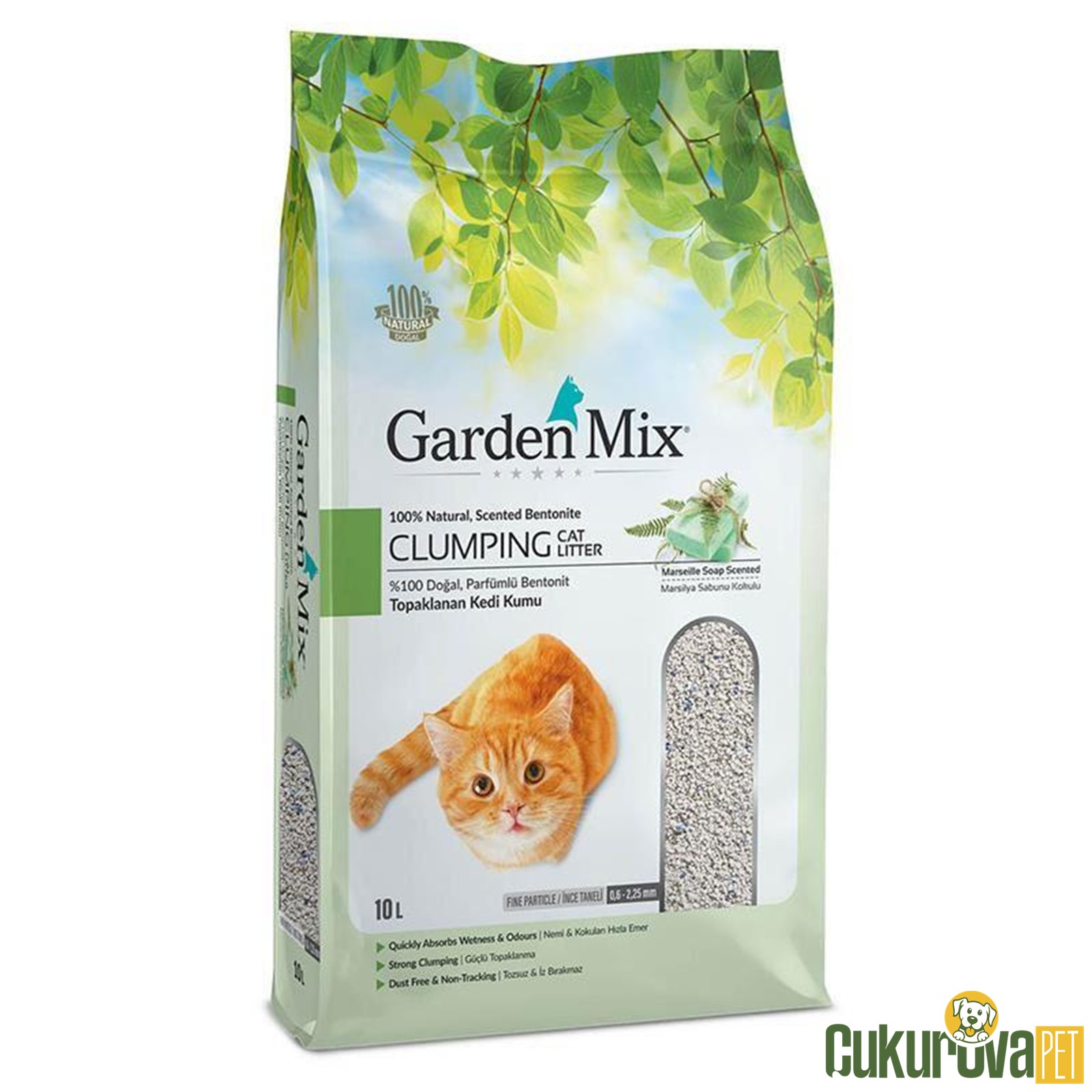 Gardenmix Bentonit Marsilya Sabun Kokulu İnce Taneli Doğal Kedi Kumu 10 L
