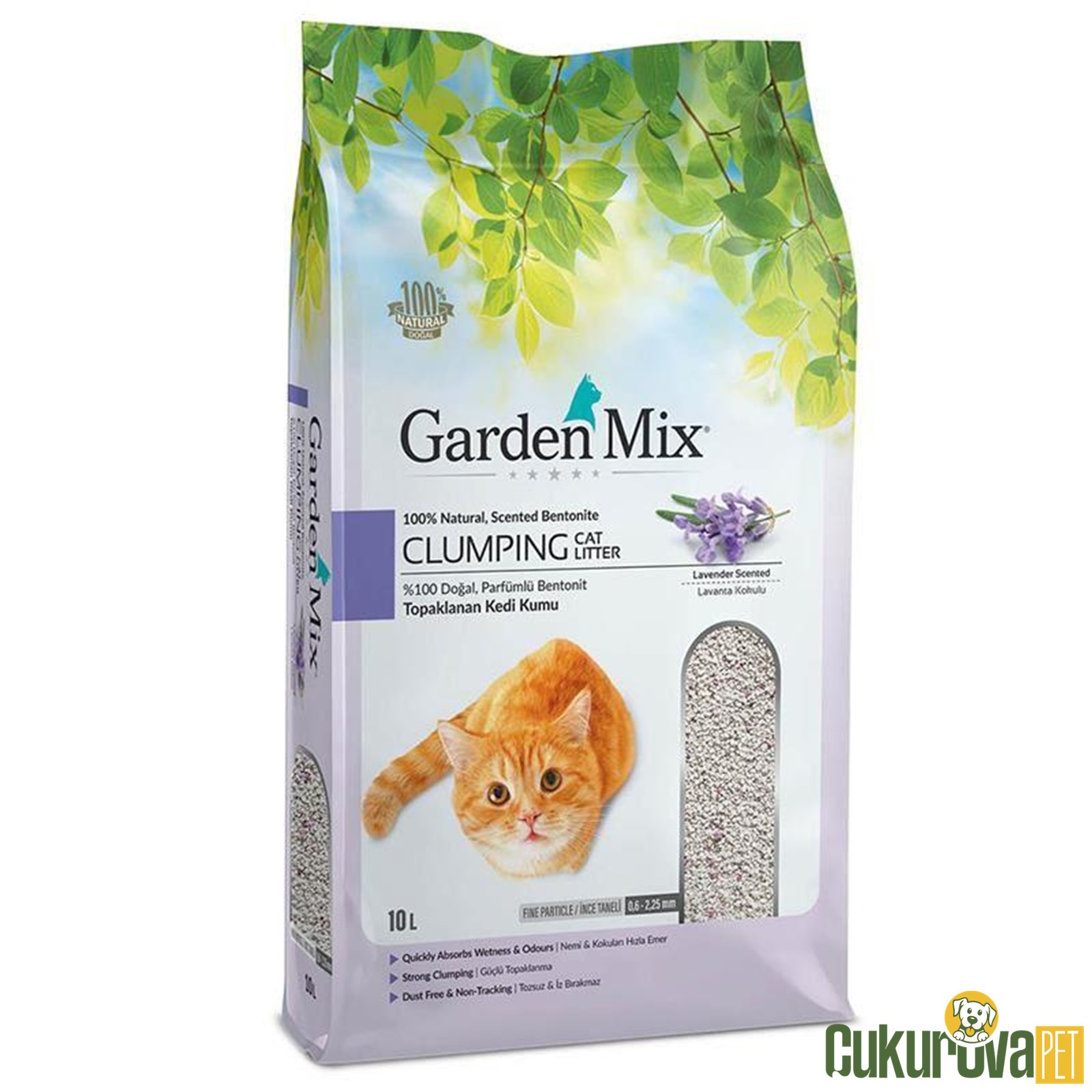 Gardenmix Bentonit Lavanta Kokulu İnce Taneli Doğal Kedi Kumu 10 L