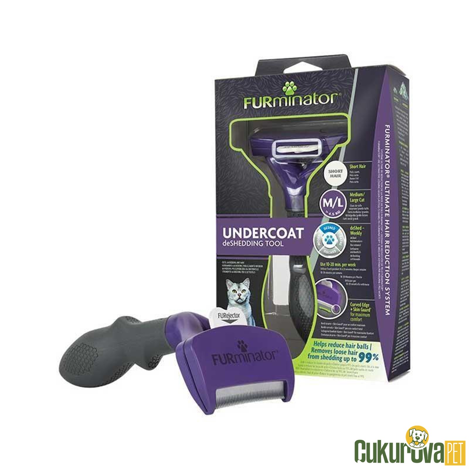 Furminator Short Hair Kısa Tüylü Kedi̇ Tarağı - M / L