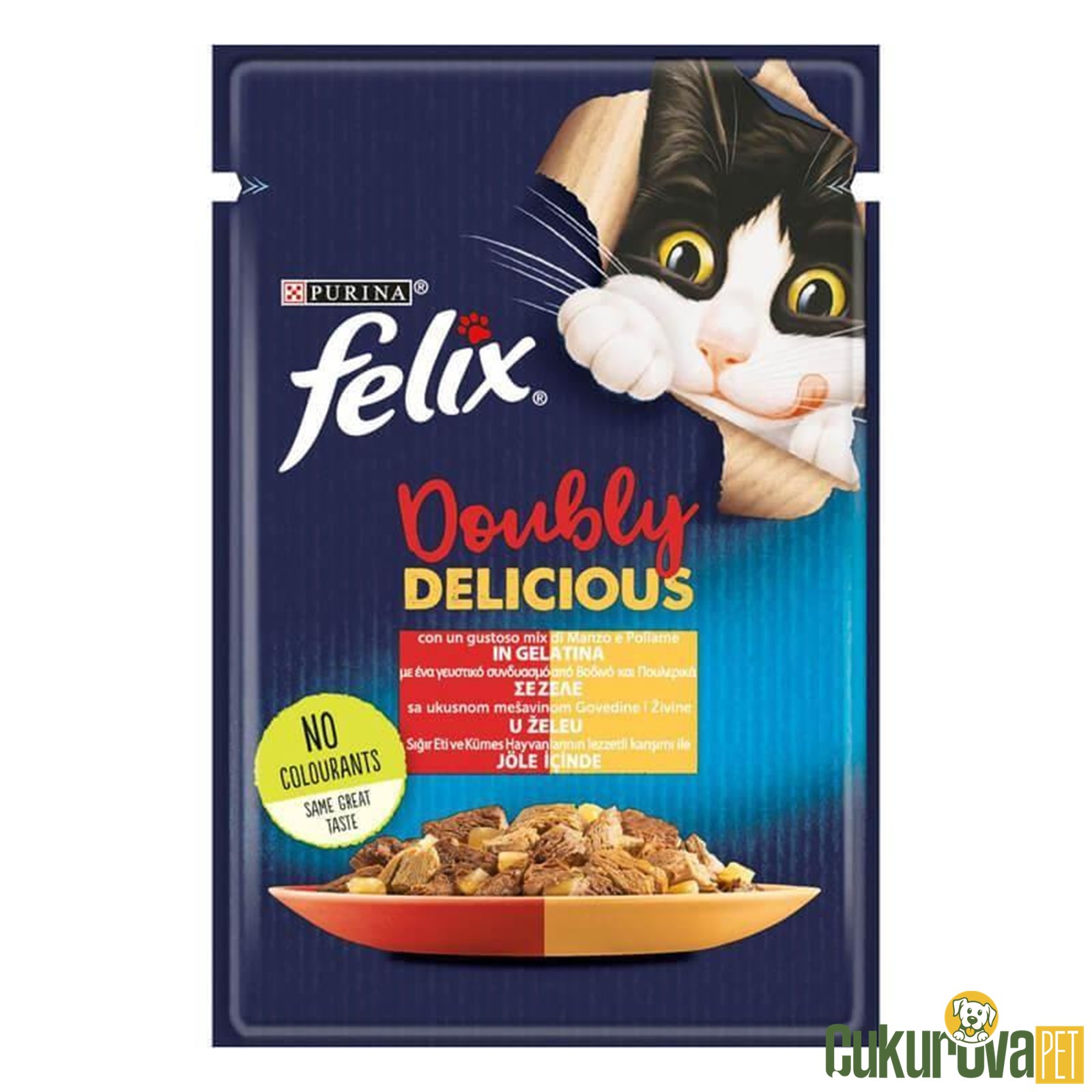 Felix Çi̇fte Lezzet Sığır Eti̇ Ve Kümes Hayvanı Yeti̇şki̇n Kedi̇ Yaş Maması Pouch 85 Gr