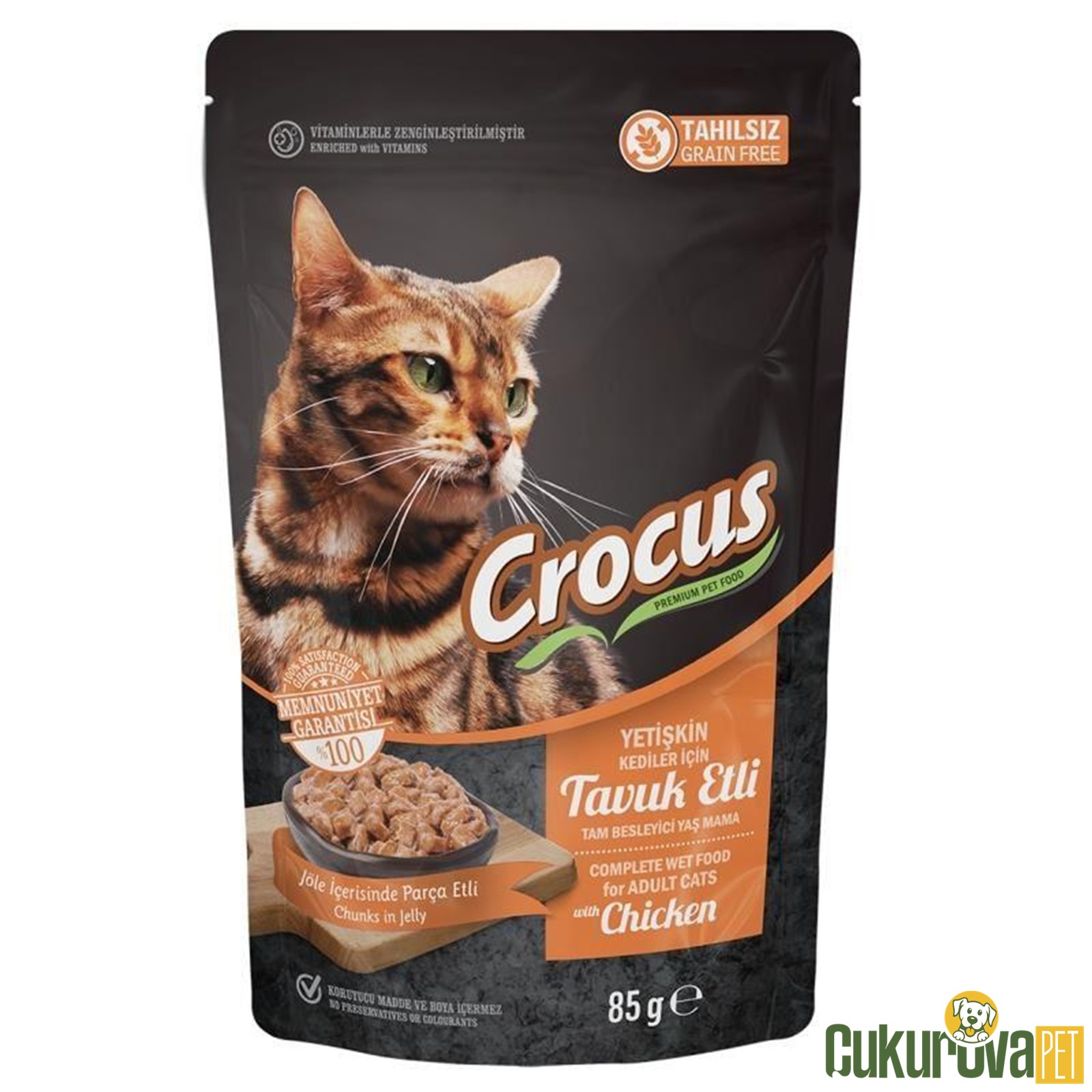 Crocus Tavuklu Tahilsiz Yetişkin Kedi Yaş Maması 85 Gr