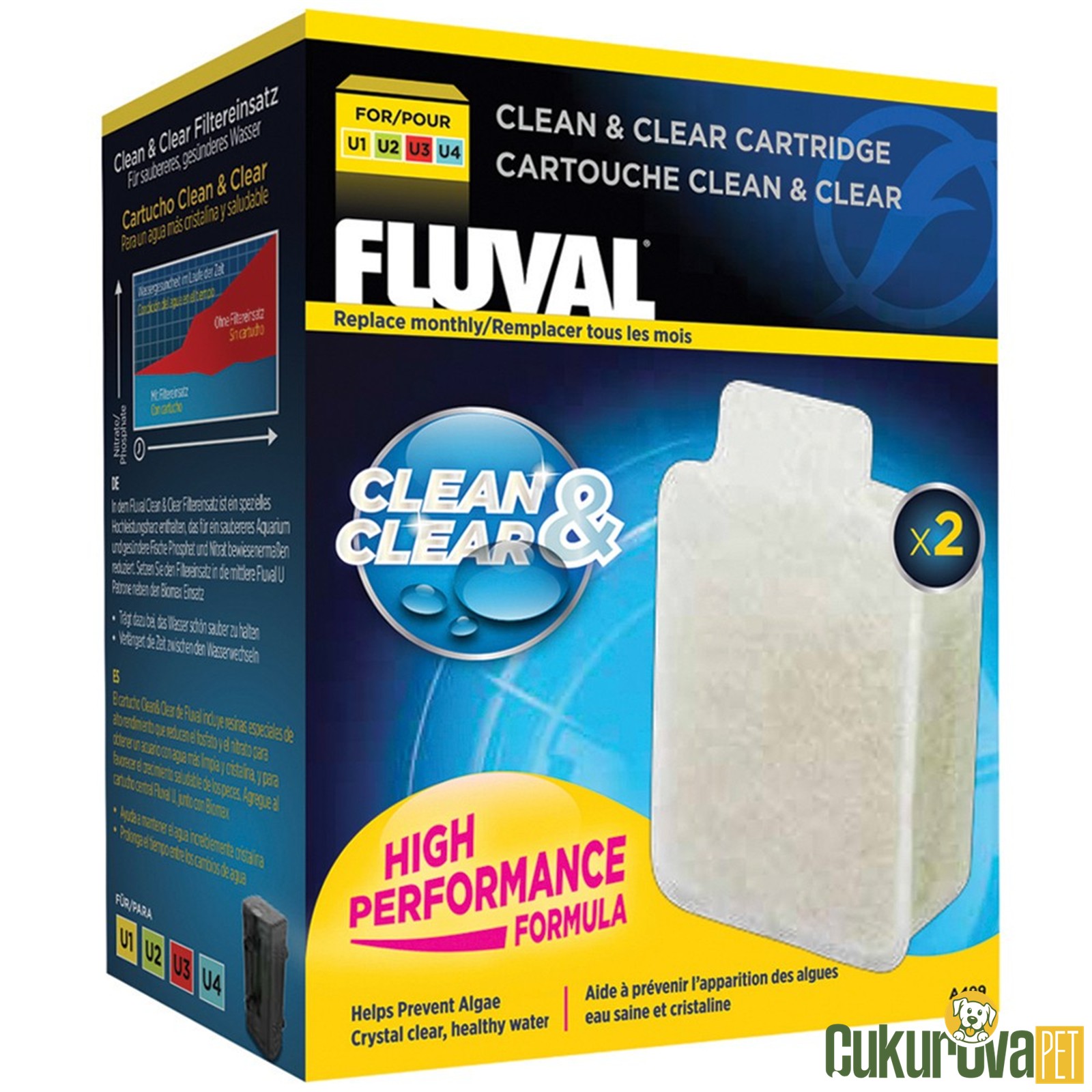 Fluval U1 U2 U3 U4 Clean Clear Kartuş 2'li̇