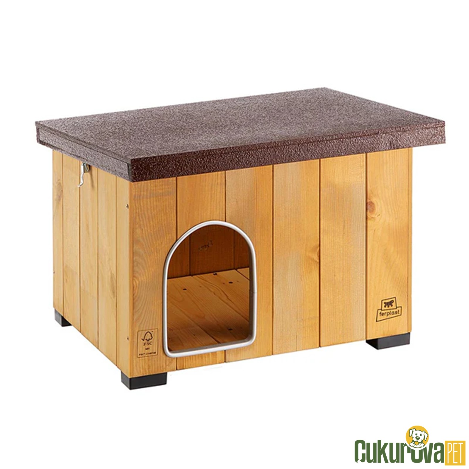 Ferplast Kennel Biata 120 Ahşap Köpek Kulübesi̇ 140 x 85.5 x 87 Cm