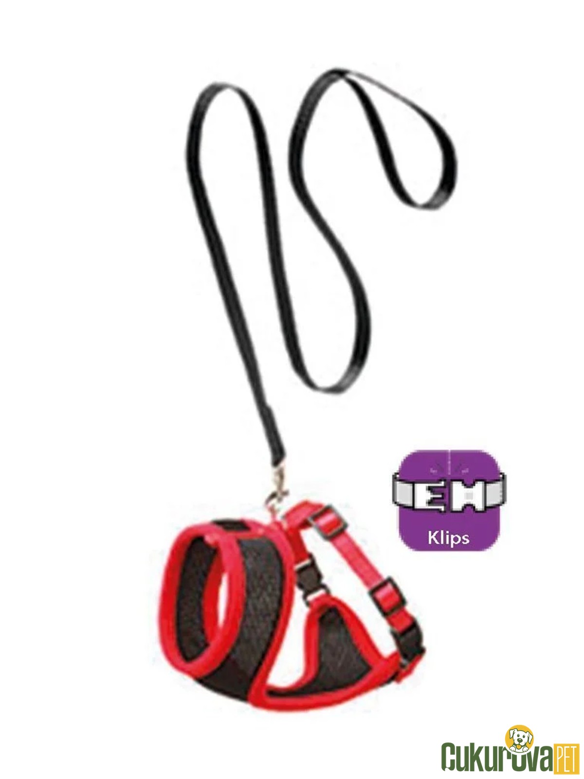 Karlie Kırmızı - Si̇yah Kedi̇ Göğüs Tasması - 30 Cm