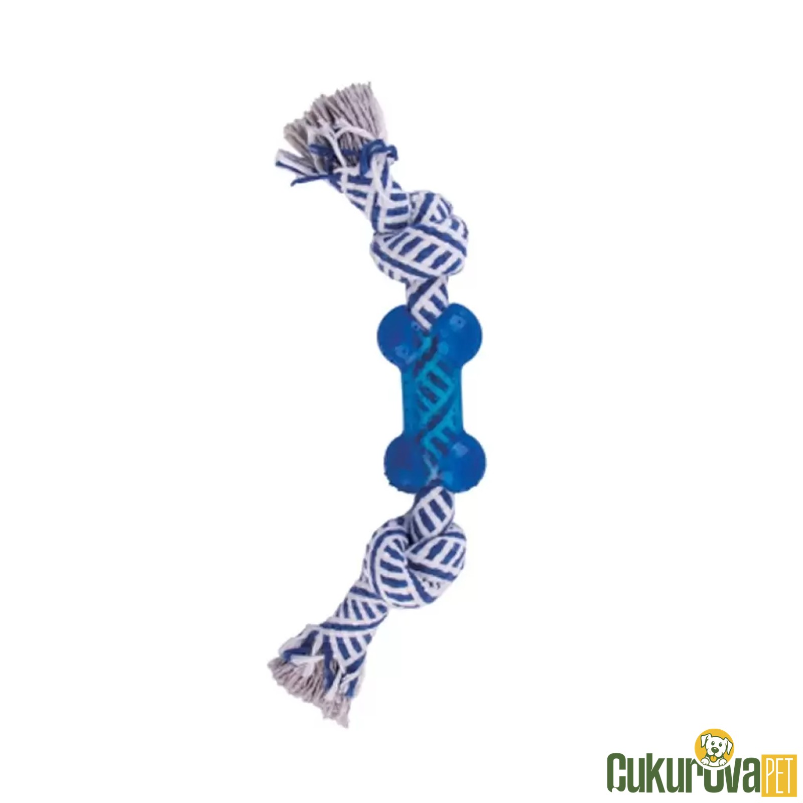 Eastland Kemik Şeklinde İpli Köpek Oyuncağı Mavi - Beyaz 24 Cm