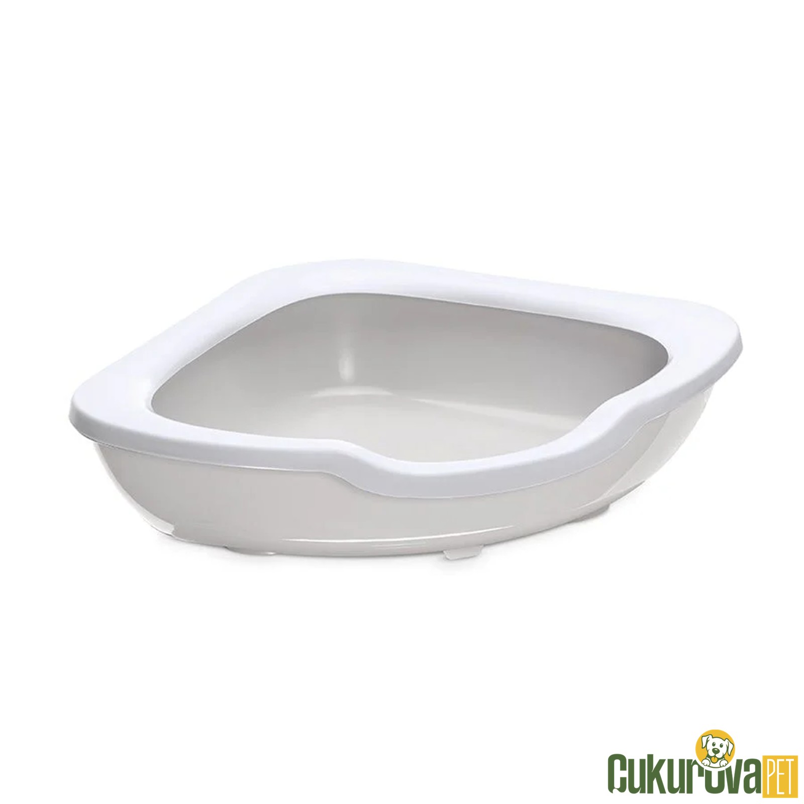 Imac Fred Açık Köşe Kedi Tuvaleti Bej / Beyaz - 51 x 51 x 15.5 Cm