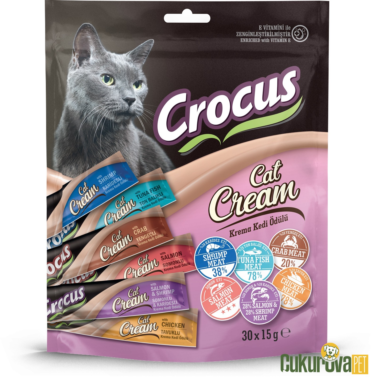 Crocus Multipack 6 Çeşi̇t Karışık Krema Kedi̇ Ödülü 30 x 15 Gr