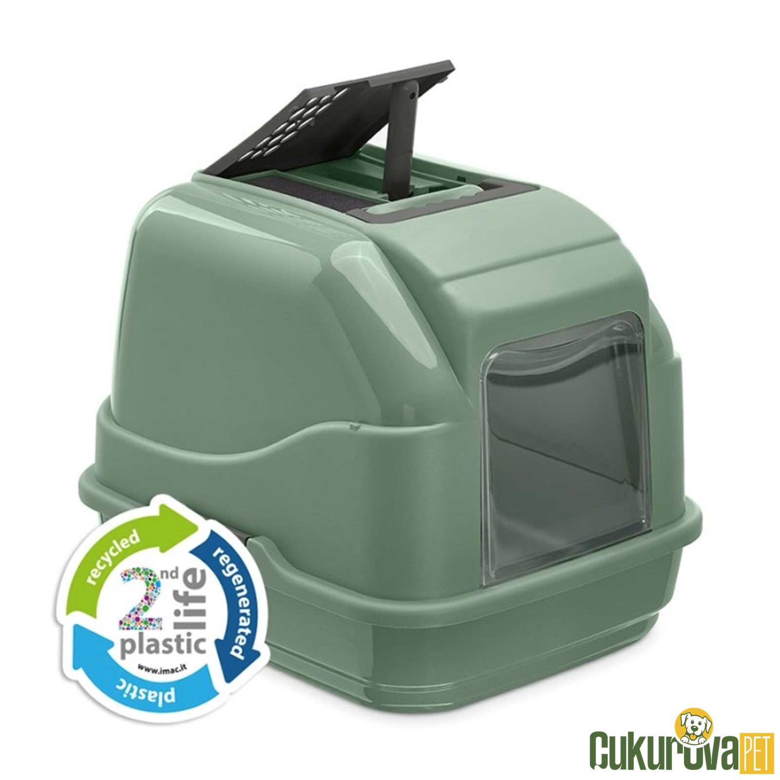 Imac Easy Cat Life Kapalı Kedi Tuvaleti - Yeşil - 50 x 40 x 40 Cm