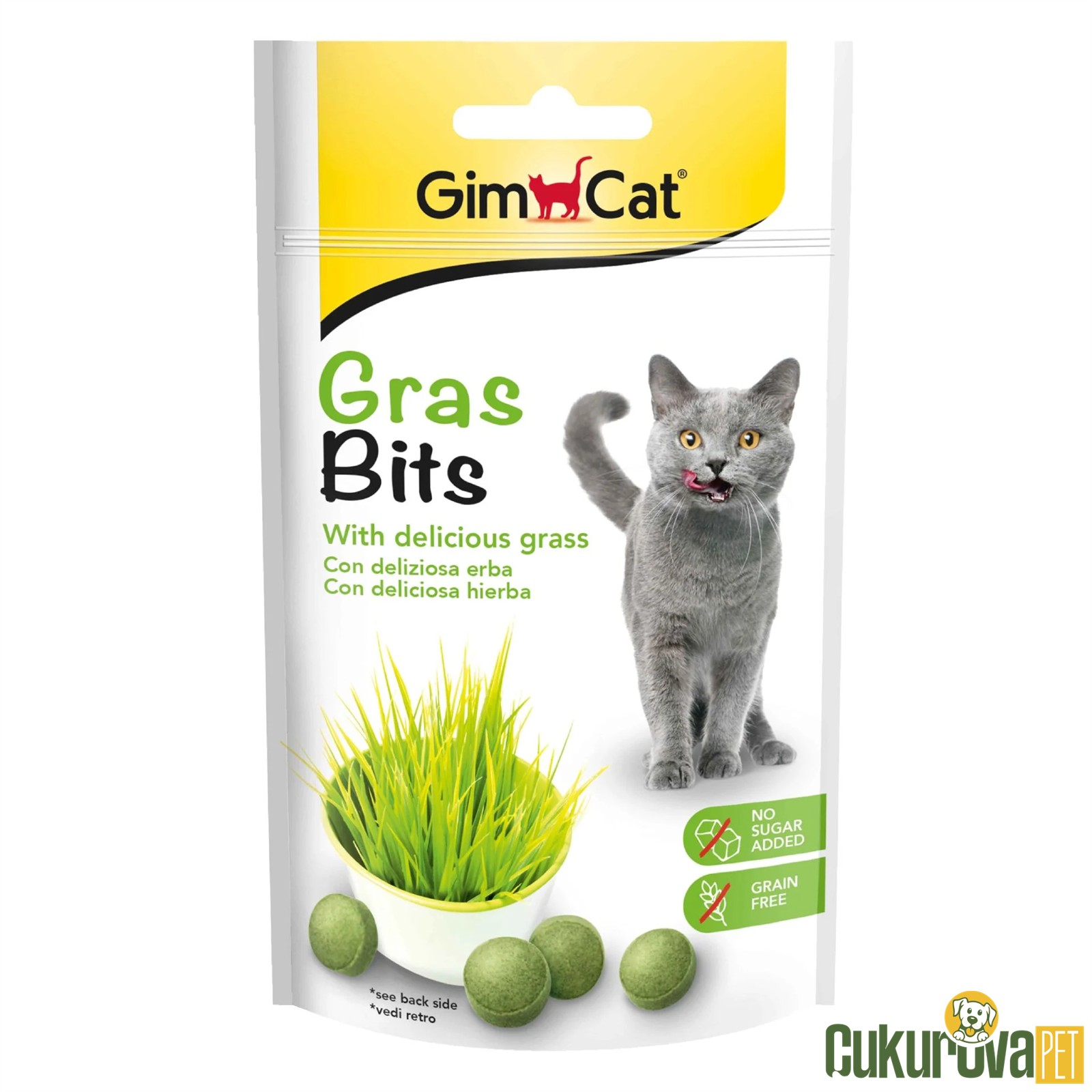 Gimcat Grasbits Çi̇men Aromalı Si̇ndi̇ri̇m Si̇stemi̇ Destekleyi̇ci̇ Şekersi̇z Kedi̇ Ödül Maması 50 Gr