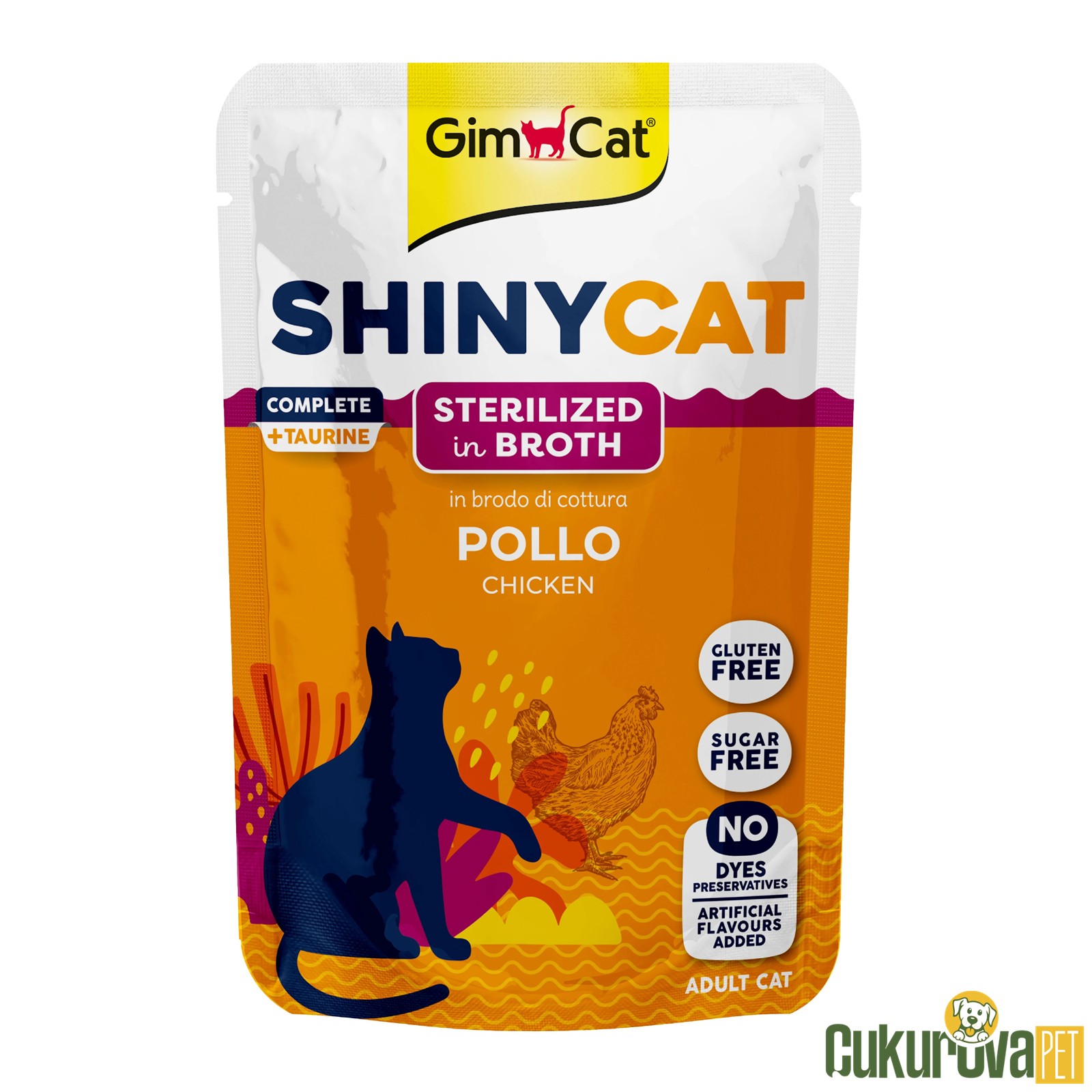 Gimcat Pouch ShinyCat Tavuklu Kısırlaştırılmış Kedi̇ Yaş Maması 70 Gr