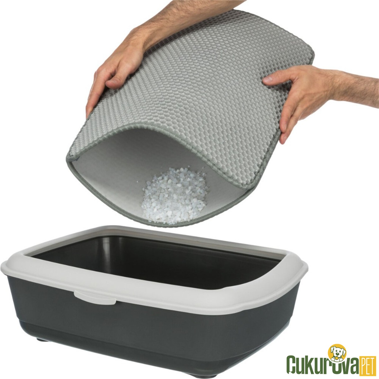 Trixie Kedi̇ Tuvalet Paspası Çi̇ft Katlı 40 x 55 Cm - Gri̇