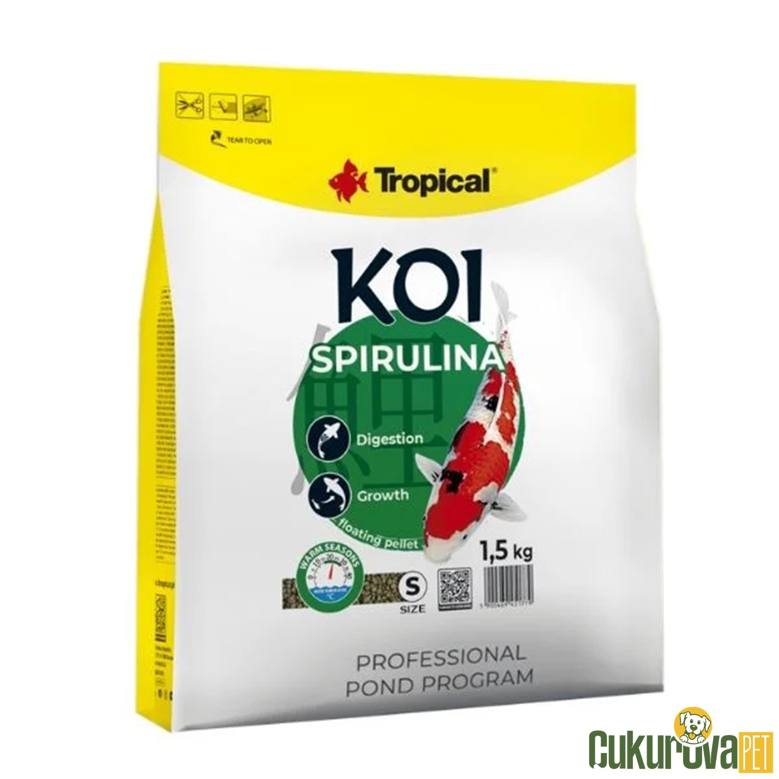 Tropical Spirulina Pellet Koi̇ Balıklari İçi̇n Spirulina Katkılı Pellet Balık Yemi̇ S - 5 L - 1.5 Kg