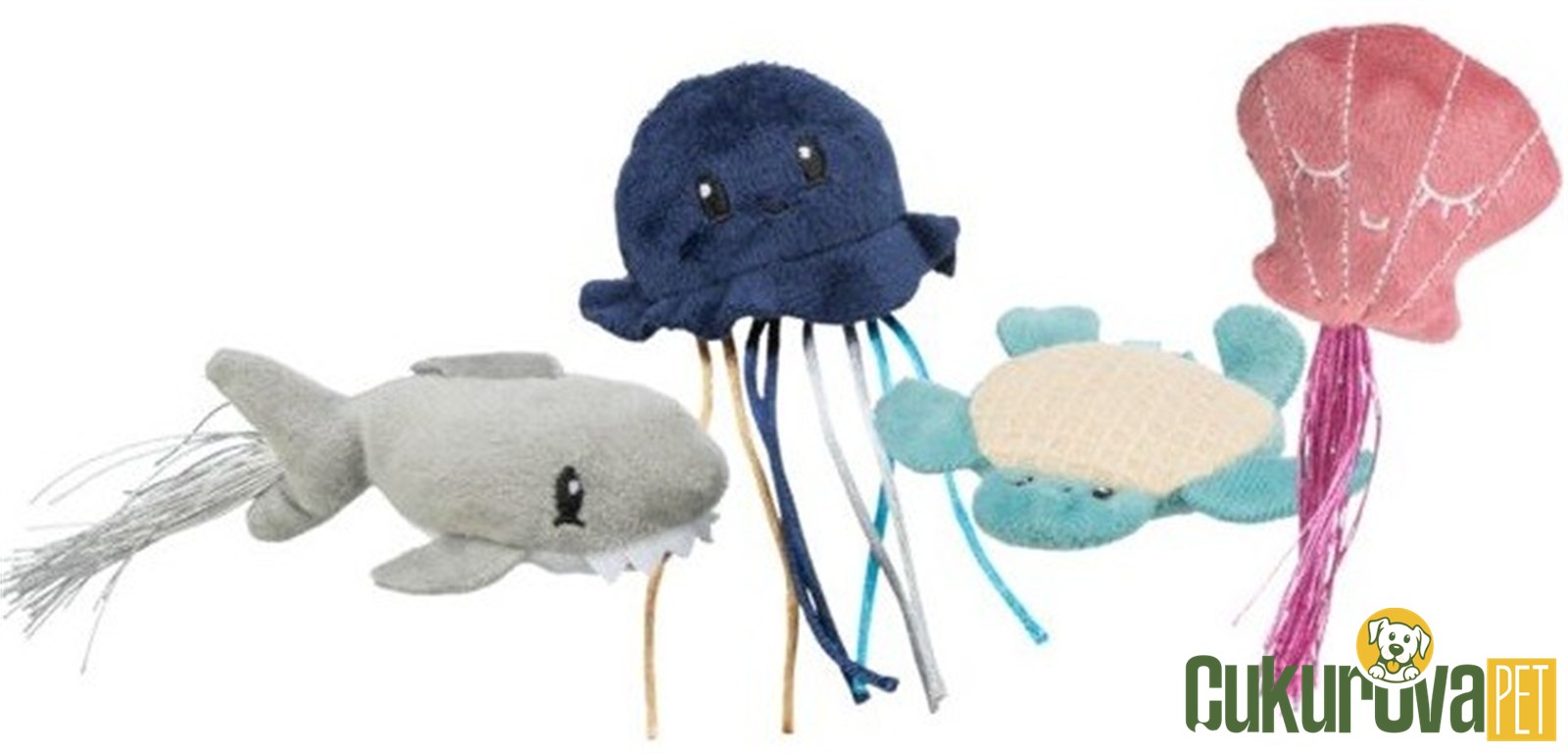 Trixie Kedi̇ Oyuncağı Deni̇z Canlılari Şekli̇nde Peluş Kedi̇otlu 5 - 8 Cm