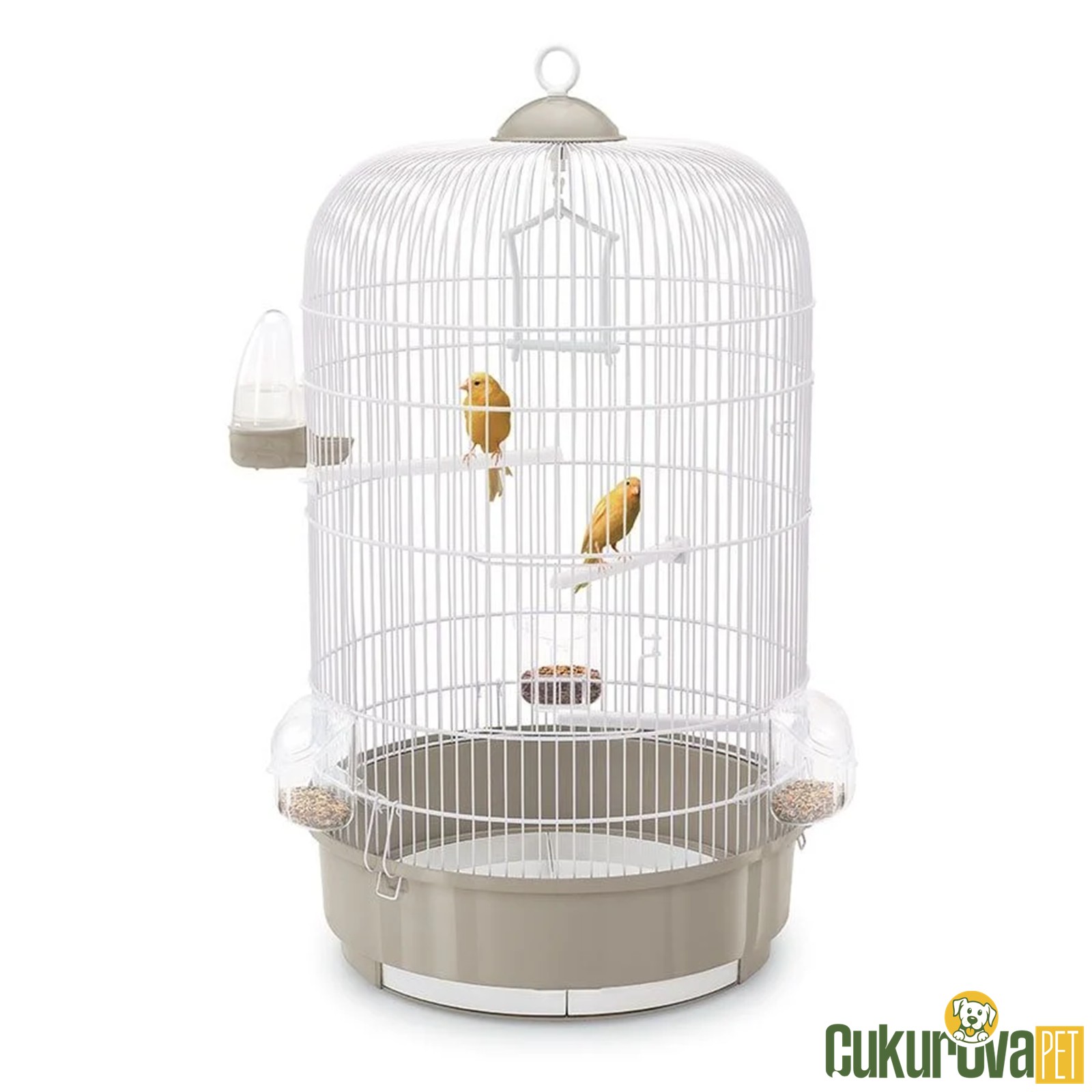 Imac Luna Yuvarlak Kanarya Kafesi Bej & Beyaz - 40 x 70.5 Cm