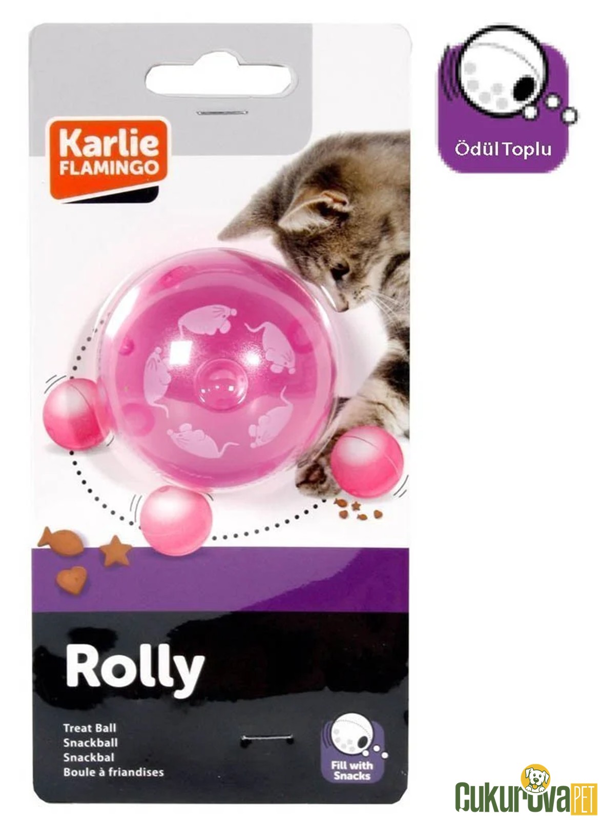 Karlie Ödül Topu Kedi Oyuncağı Pembe - 5.5 Cm