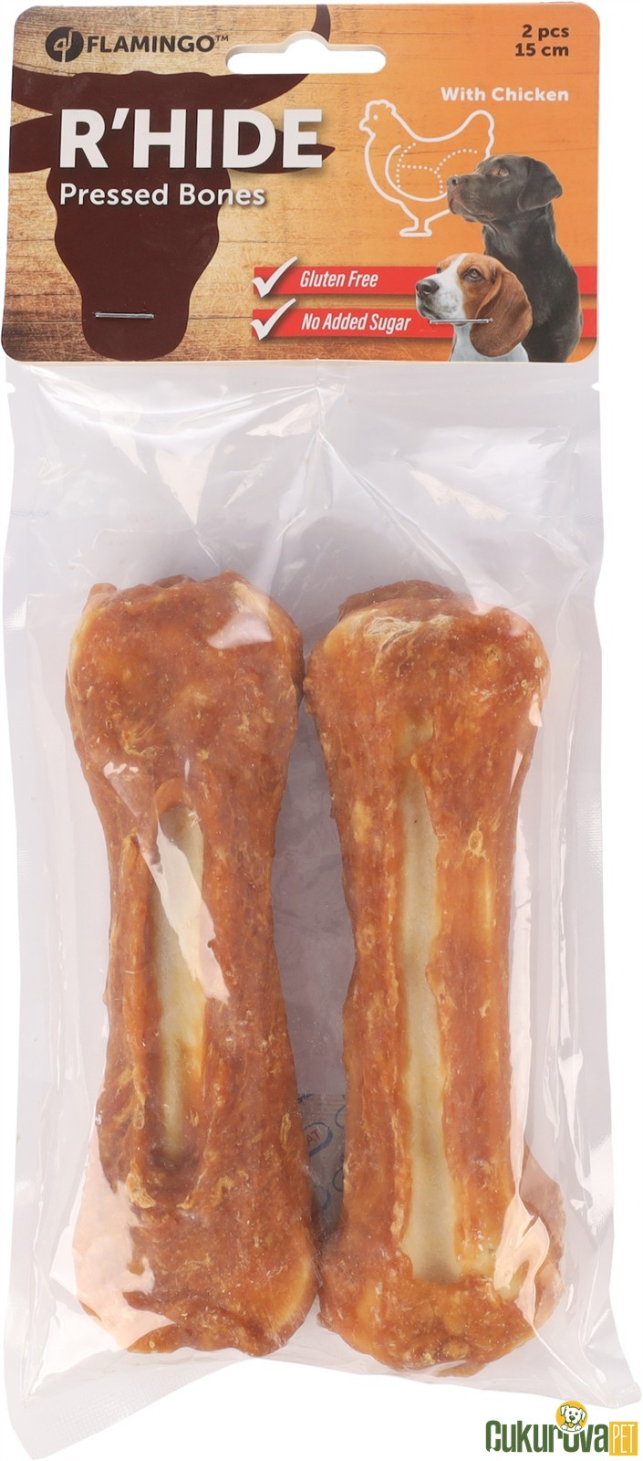 Flamingo Tavuk Eti Kaplı Kemi̇k Köpek Ödülü 2'li̇ 15 Cm
