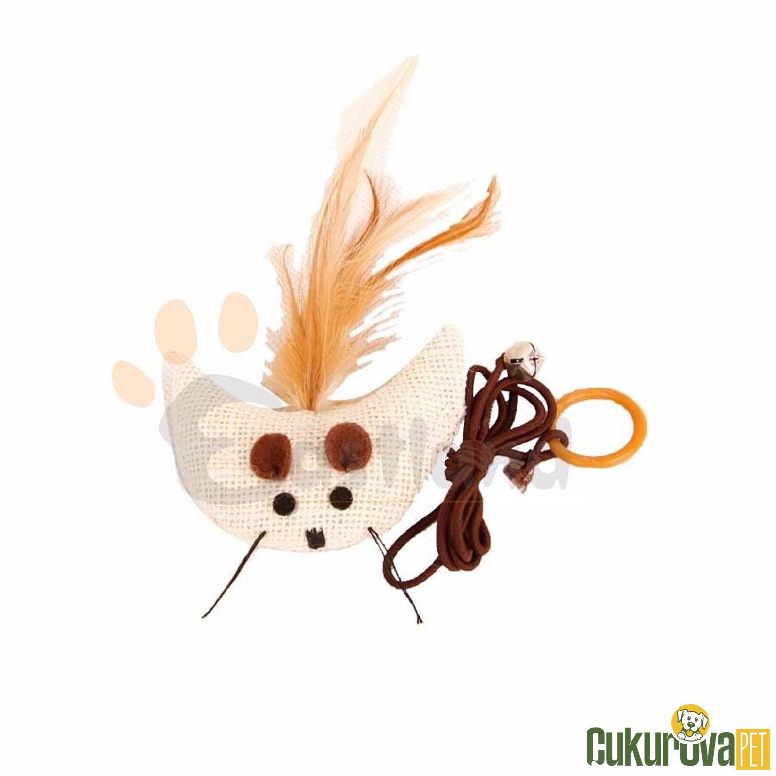 Eastland Kedi̇ Oyuncağı Tüylü Peluş Ay Parmak İpli̇ 8.5 x 4 Cm Bej