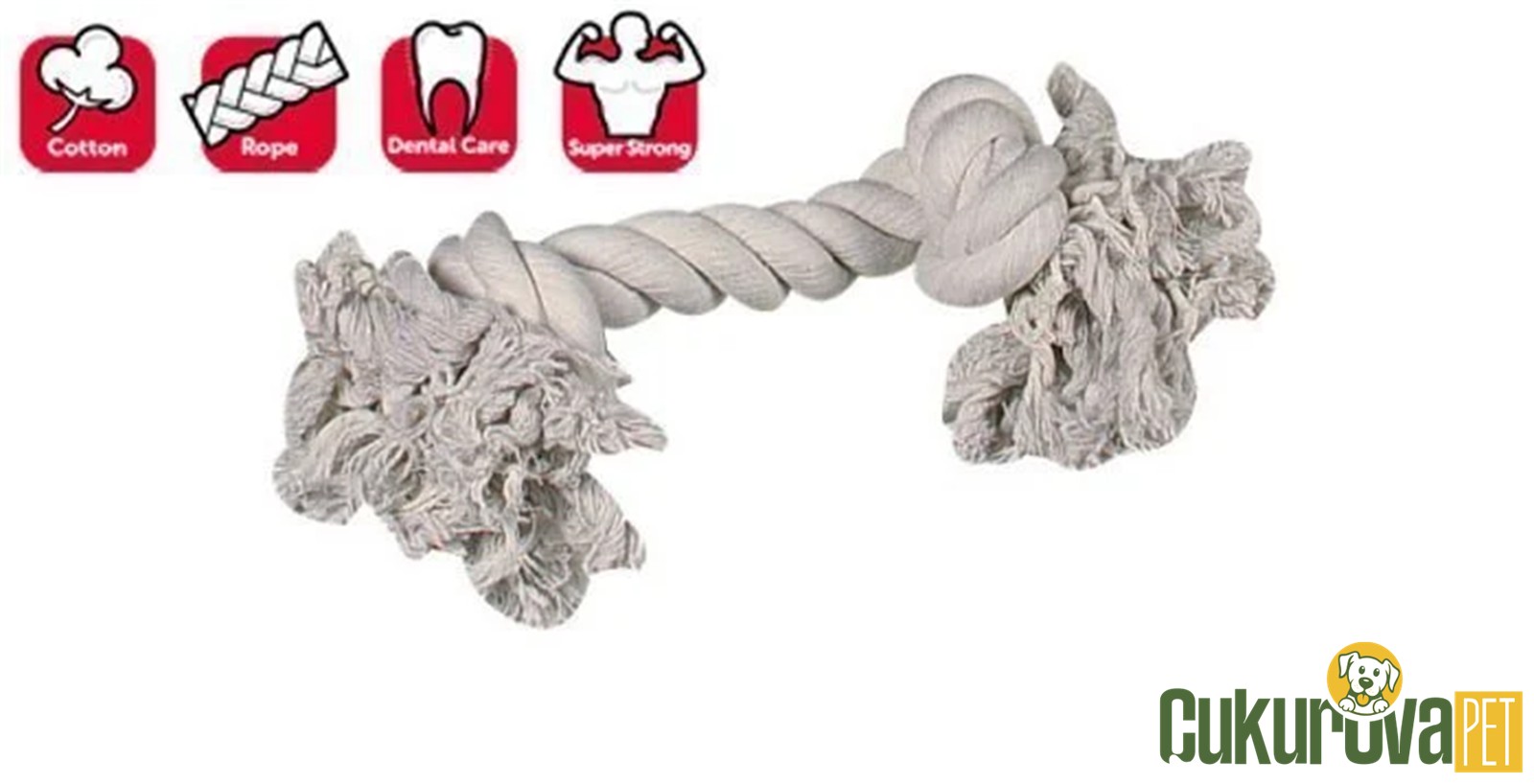 Karlie Beyaz İki Düğümlü İp Köpek Oyuncağı L 35 Cm