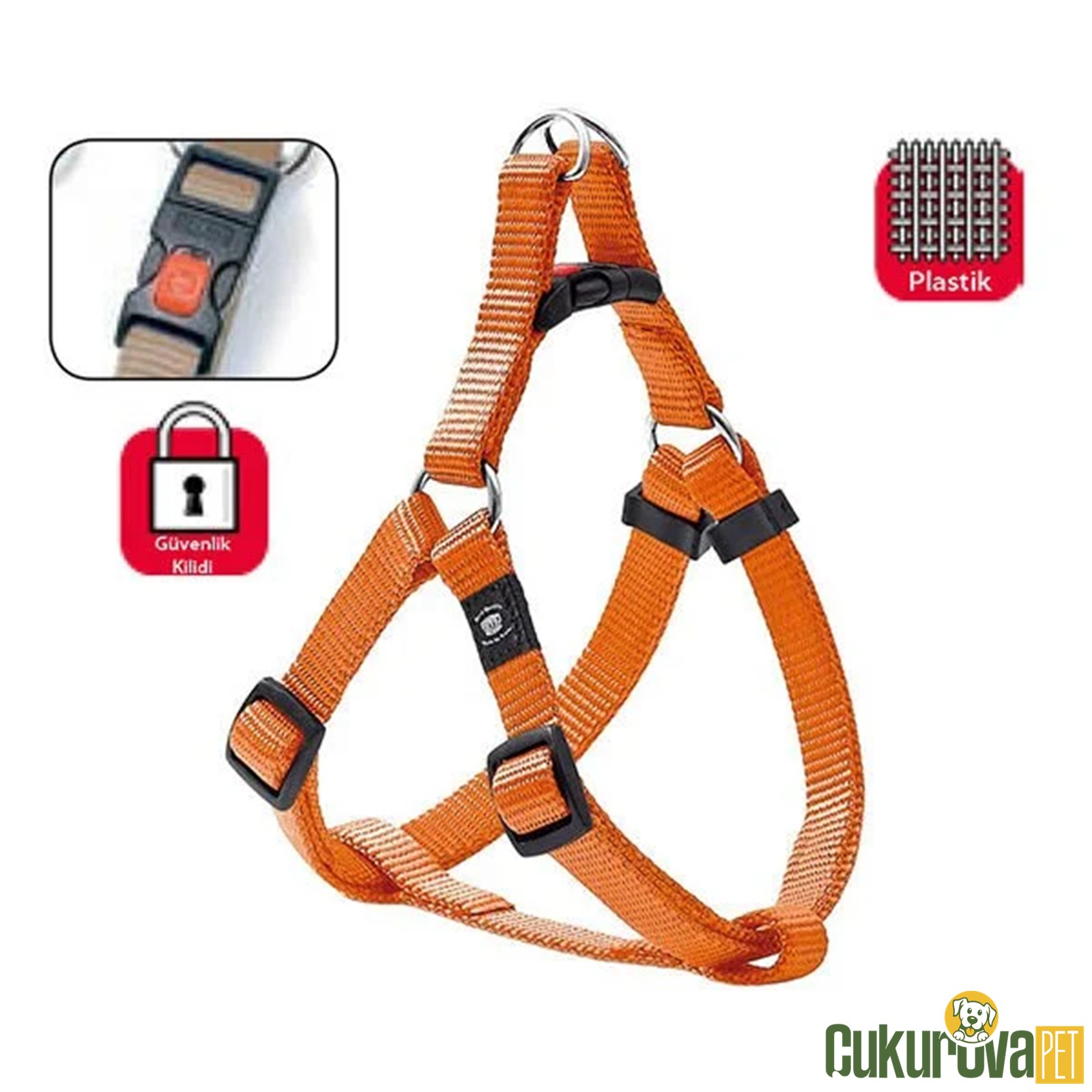 Karlie Kilitli Köpek Göğüs Tasması Turuncu 60 - 90 Cm L