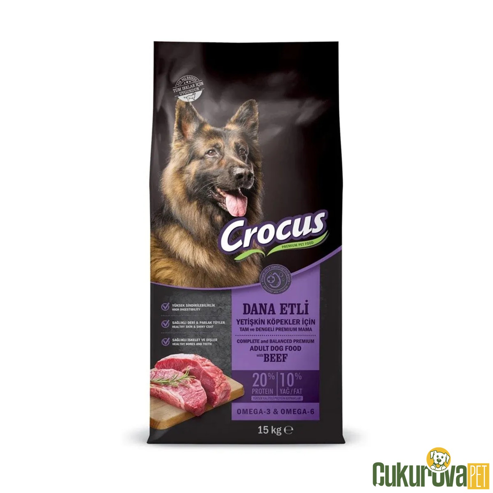 Crocus Adult Dana Etli Ve Pirinçli Yetişkin Köpek Maması 15 Kg