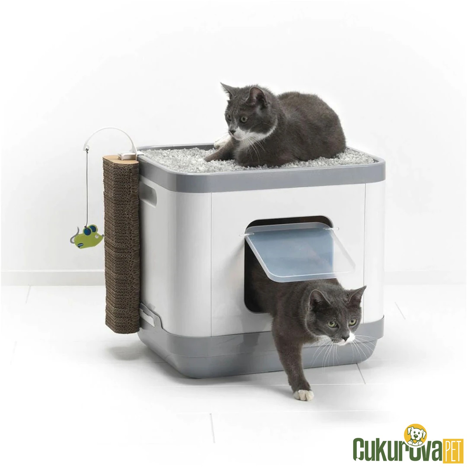Moderna Cat Concept Kapalı Kedi̇ Tuvaleti Gri̇