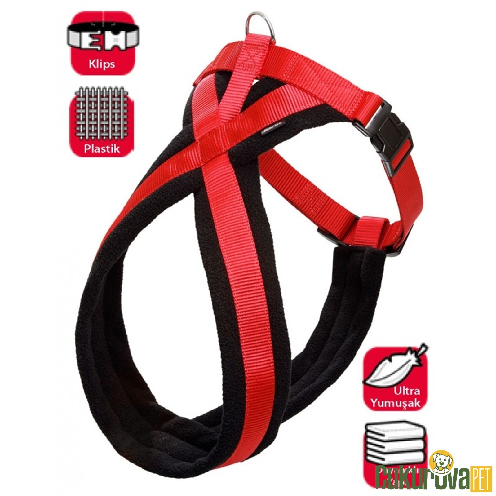 Karlie Köpek Göğüs Tasması 70 - 90 Cm Siyah - Kırmızı