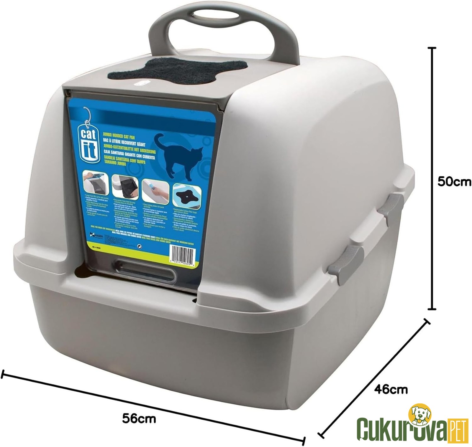 Catit Kapalı Jumbo Kedi̇ Tuvaleti - Gri̇