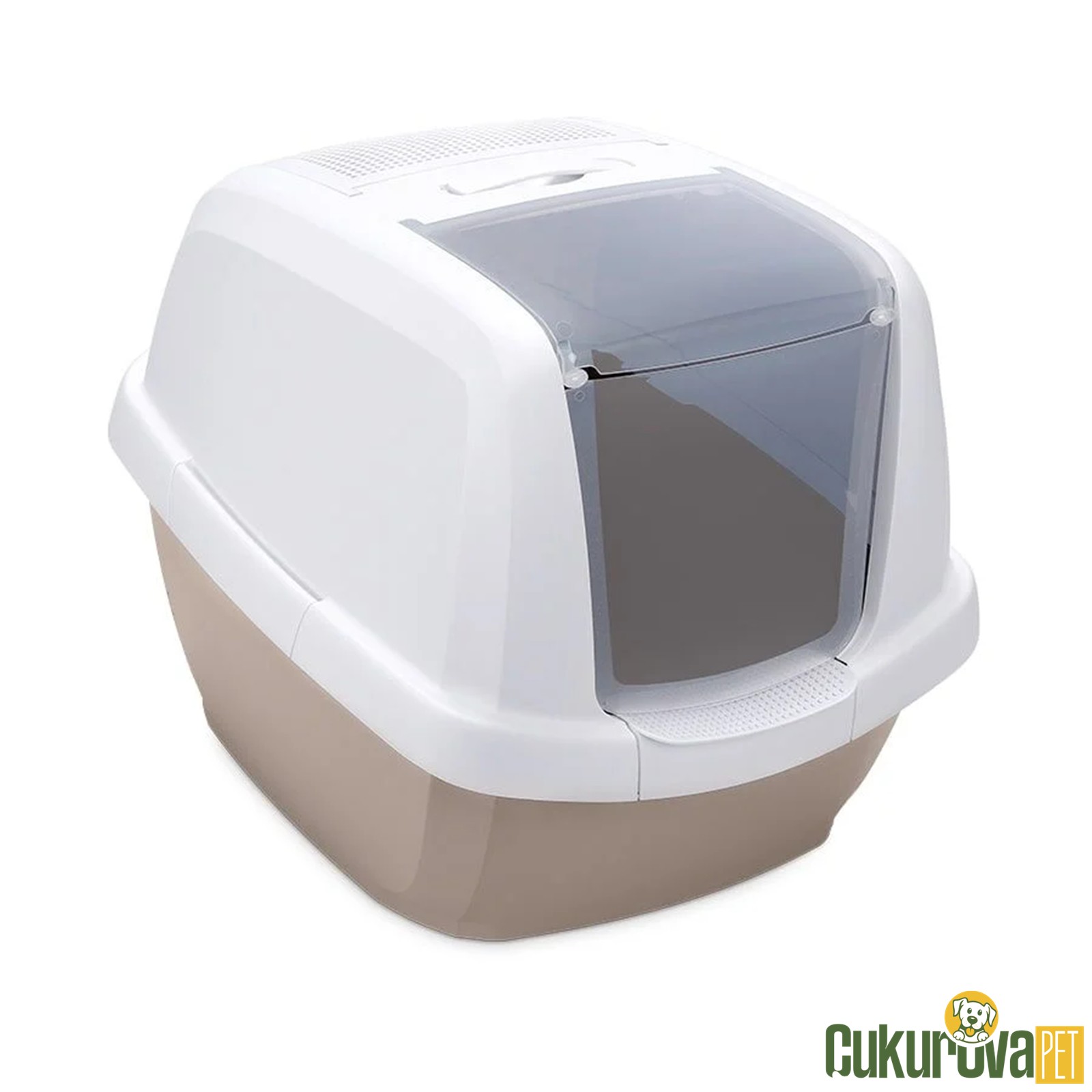Imac Maddy Kapalı Kedi Tuvaleti - Bej / Beyaz - 65 x 47.5 x 47.5 Cm