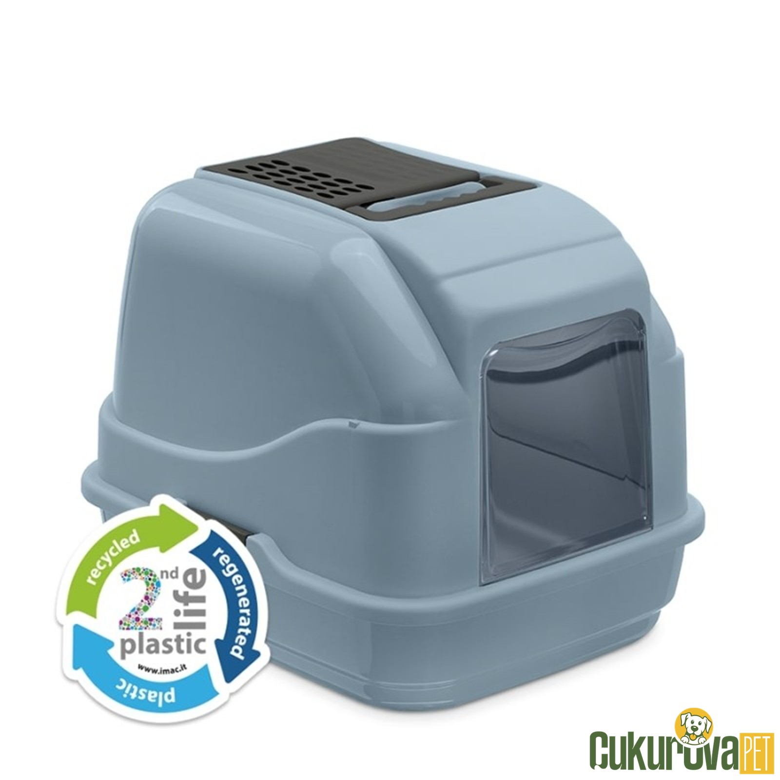 Imac Easy Cat Life Kapalı Kedi Tuvaleti - Mavi - 50 x 40 x 40 Cm
