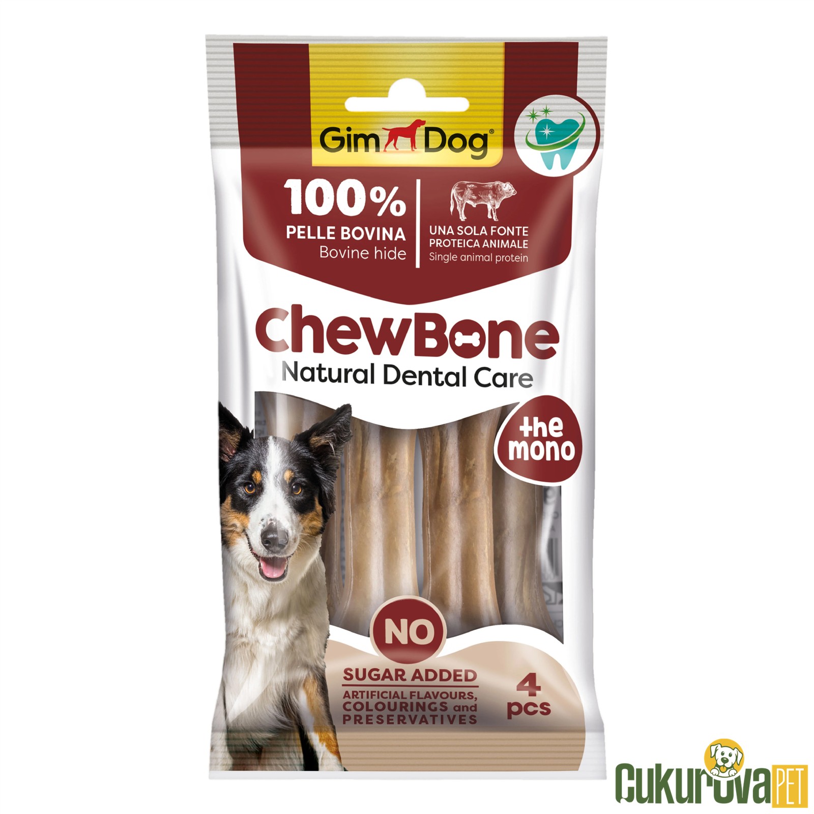 Gimdog Chew Bones Press Çiğneme Kemiği Naturel 4'lü - 9 Cm - 80 Gr
