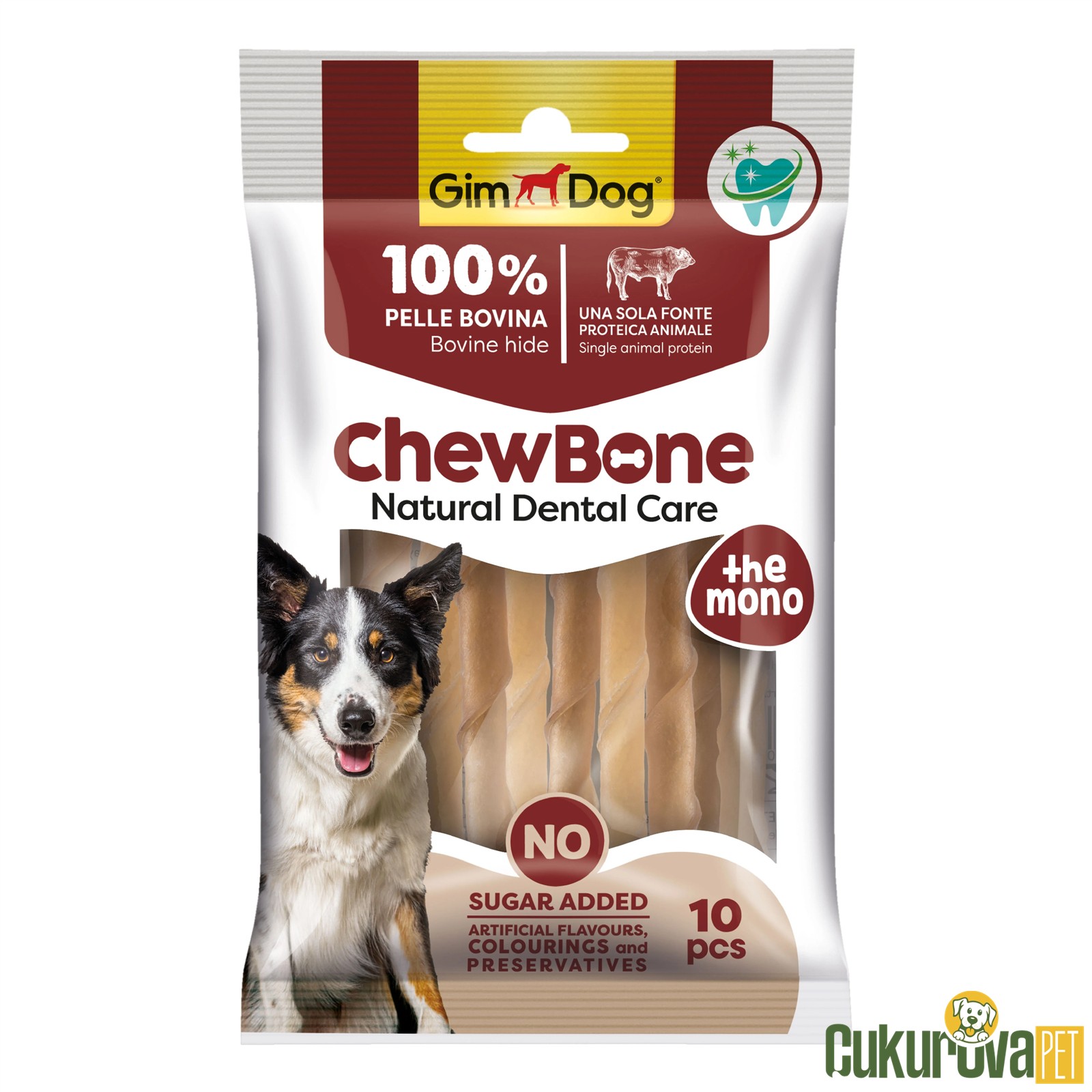Gimdog Chew Bones Sticks Burgu Çiğneme Kemiği Naturel 10'lu - 12 Cm - 80 Gr