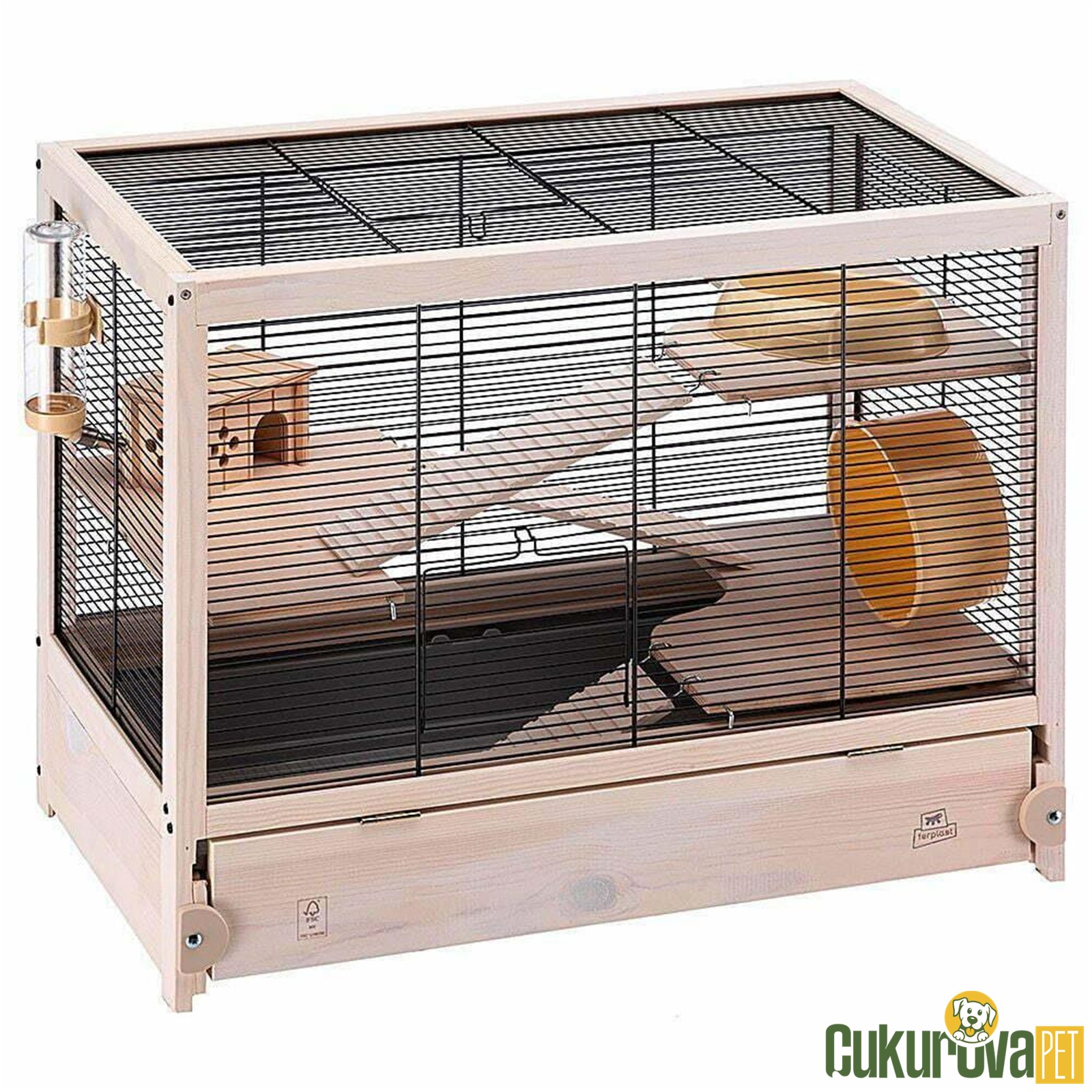 Ferplast Hamsterville Ahşap Detaylı Hamster Kafesi 60 x 34 x 49 Cm