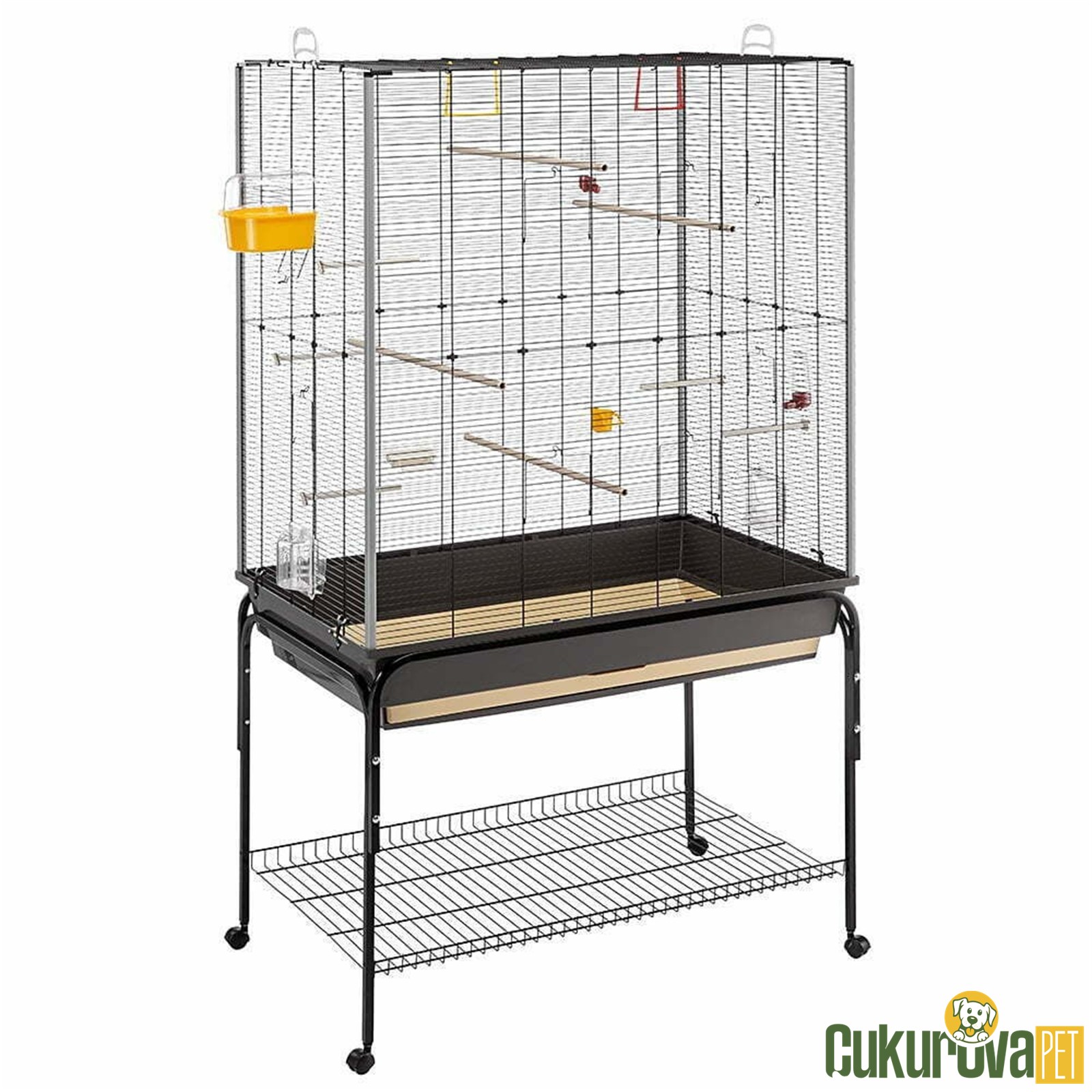 Ferplast Planeta Kuş Kafesi Büyük Si̇yah - 97 x 58 x 173.5 Cm