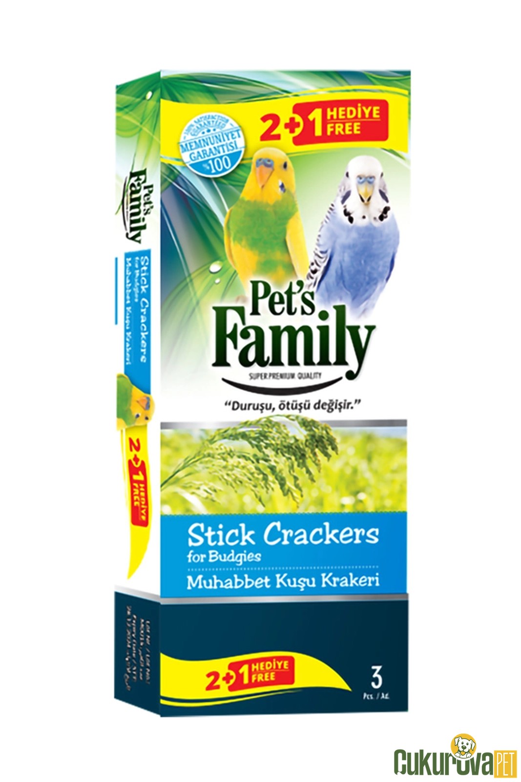 Pet's Family Stick Crackers Muhabbet Kuşu Krakeri 2 + 1