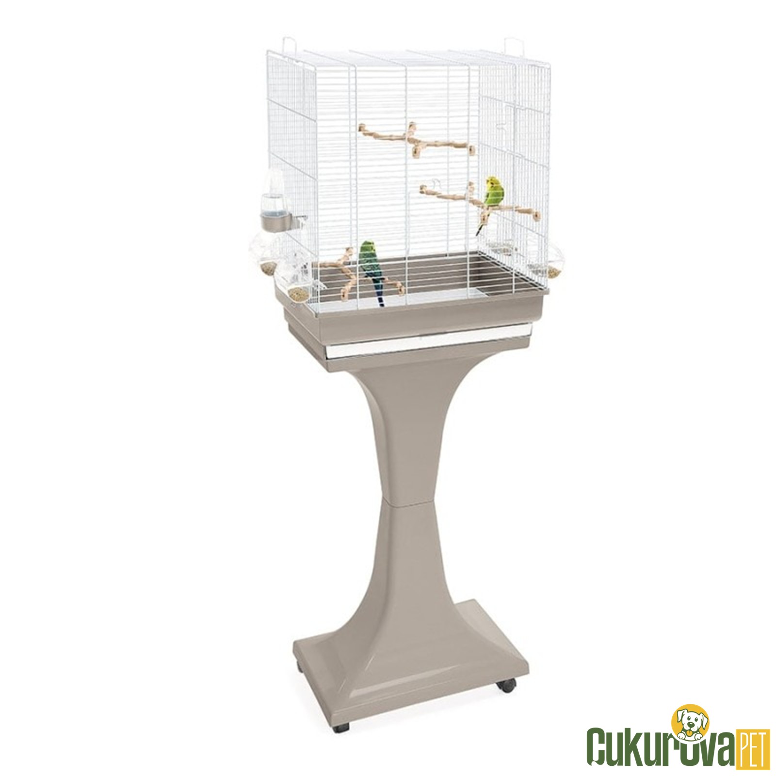 Imac Camilla Sehbalı Kuş Kafesi Bej & Beyaz - 50 x 30 x 56 / 127 Cm