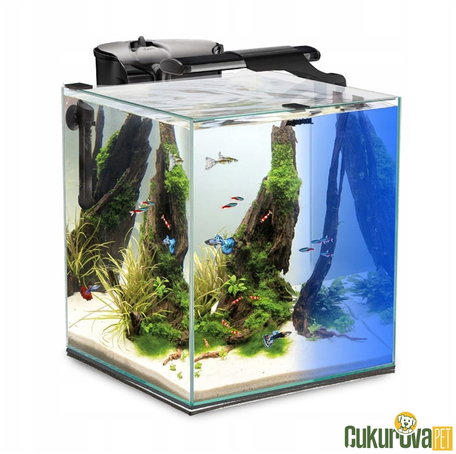 Aquael Fish Shrimp Set Duo 35 Akvaryum 49 L - Siyah