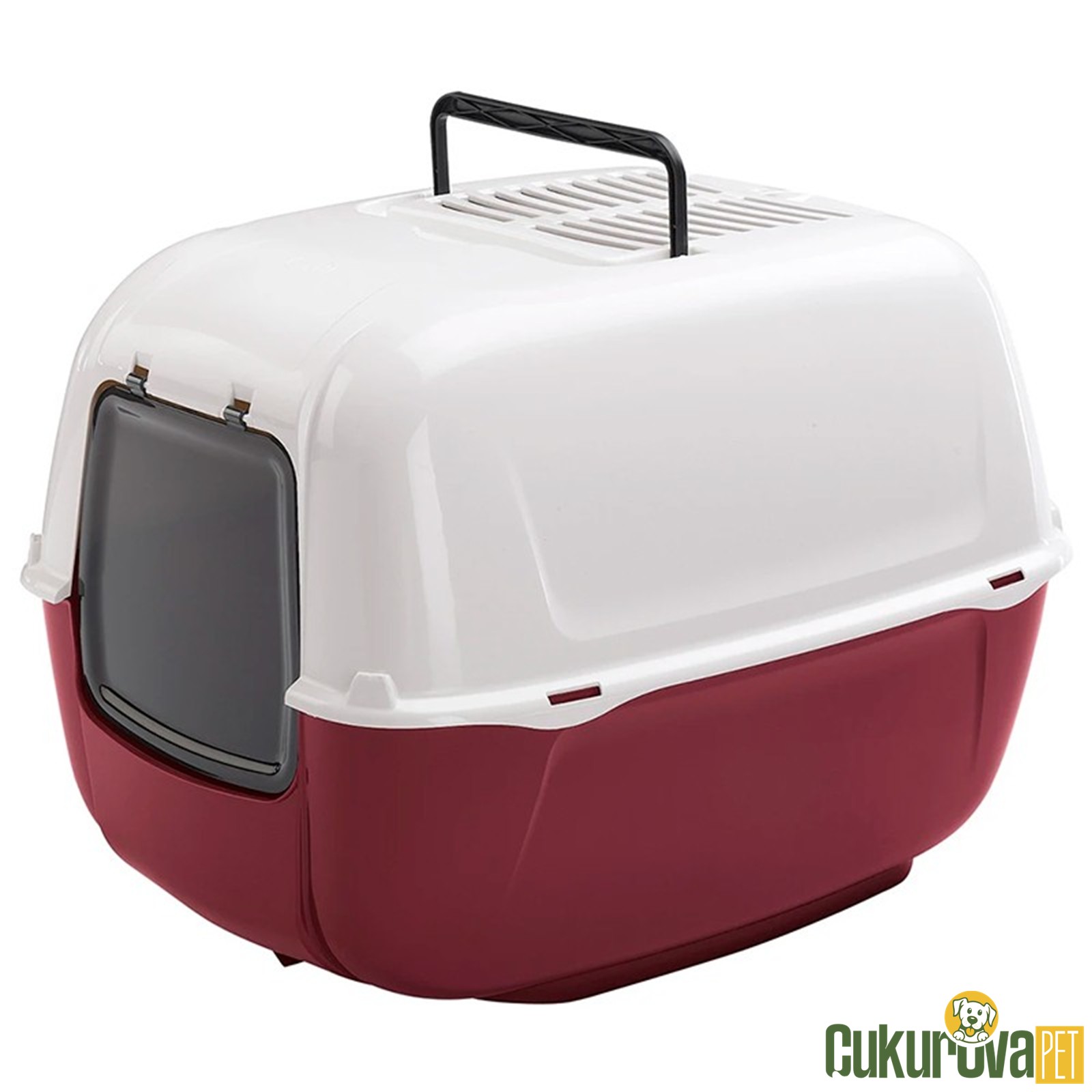 Ferplast Home Prima Kapalı Kedi̇ Tuvaleti - Kırmızı