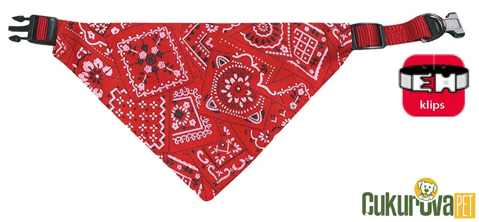 Karlie Köpek Bandanalı Tasma 25 - 40 Cm Kırmızı