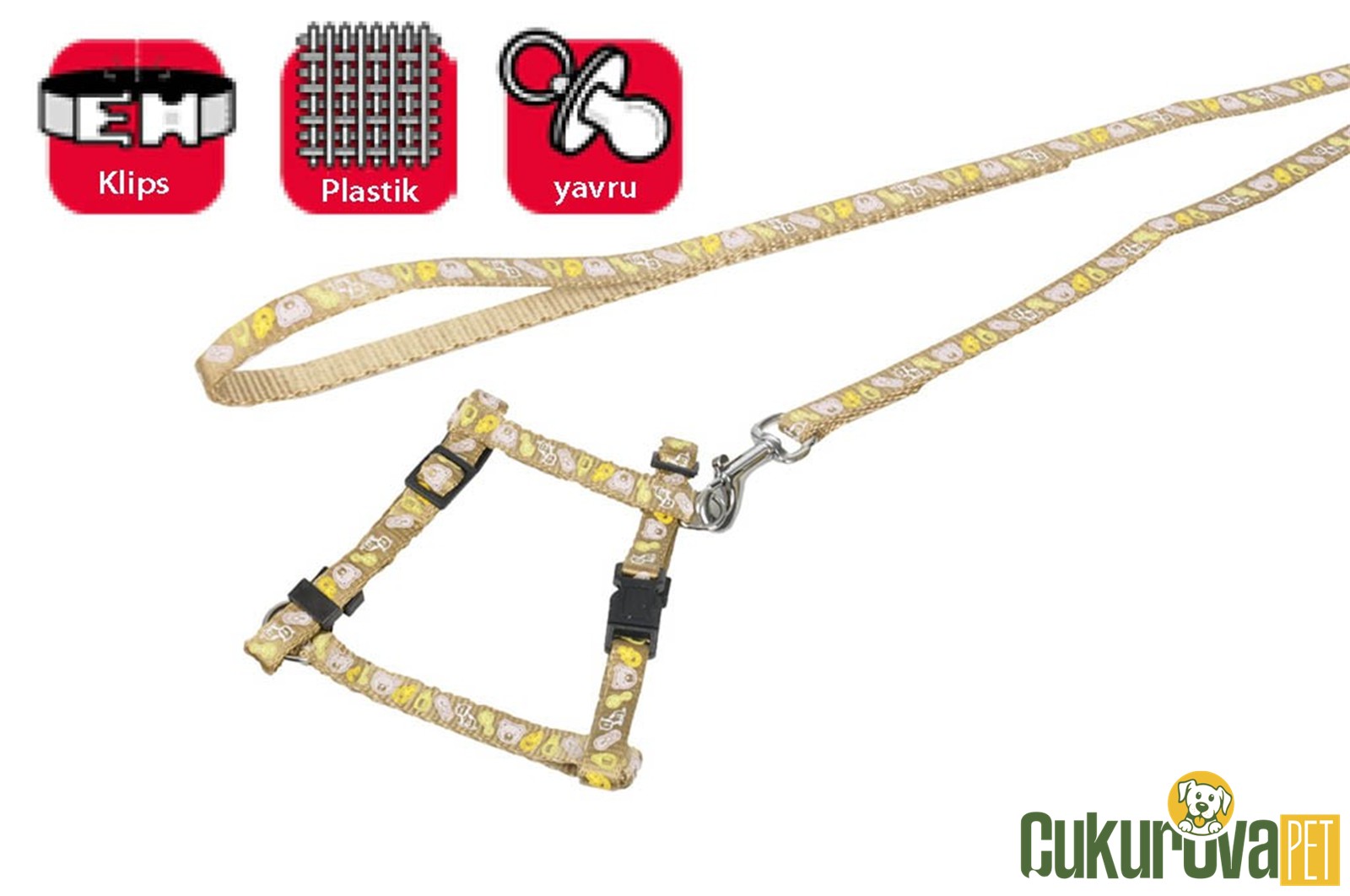 Karlie Yavru Köpek Göğüs - Gezdirme Tasması 25 - 35 Cm Kahverengi