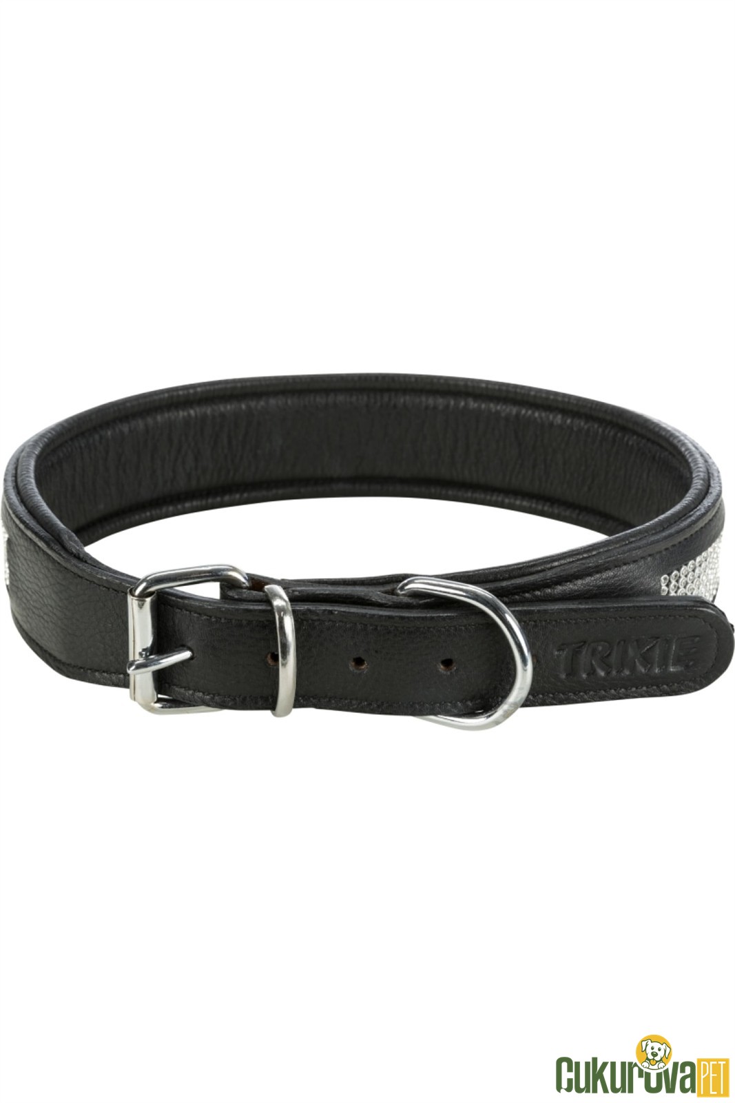 Trixie Köpek Boyun Tasması Deri̇ Üzeri̇ Taşlı 50 - 58 Cm x 40 Mm - M - Si̇yah