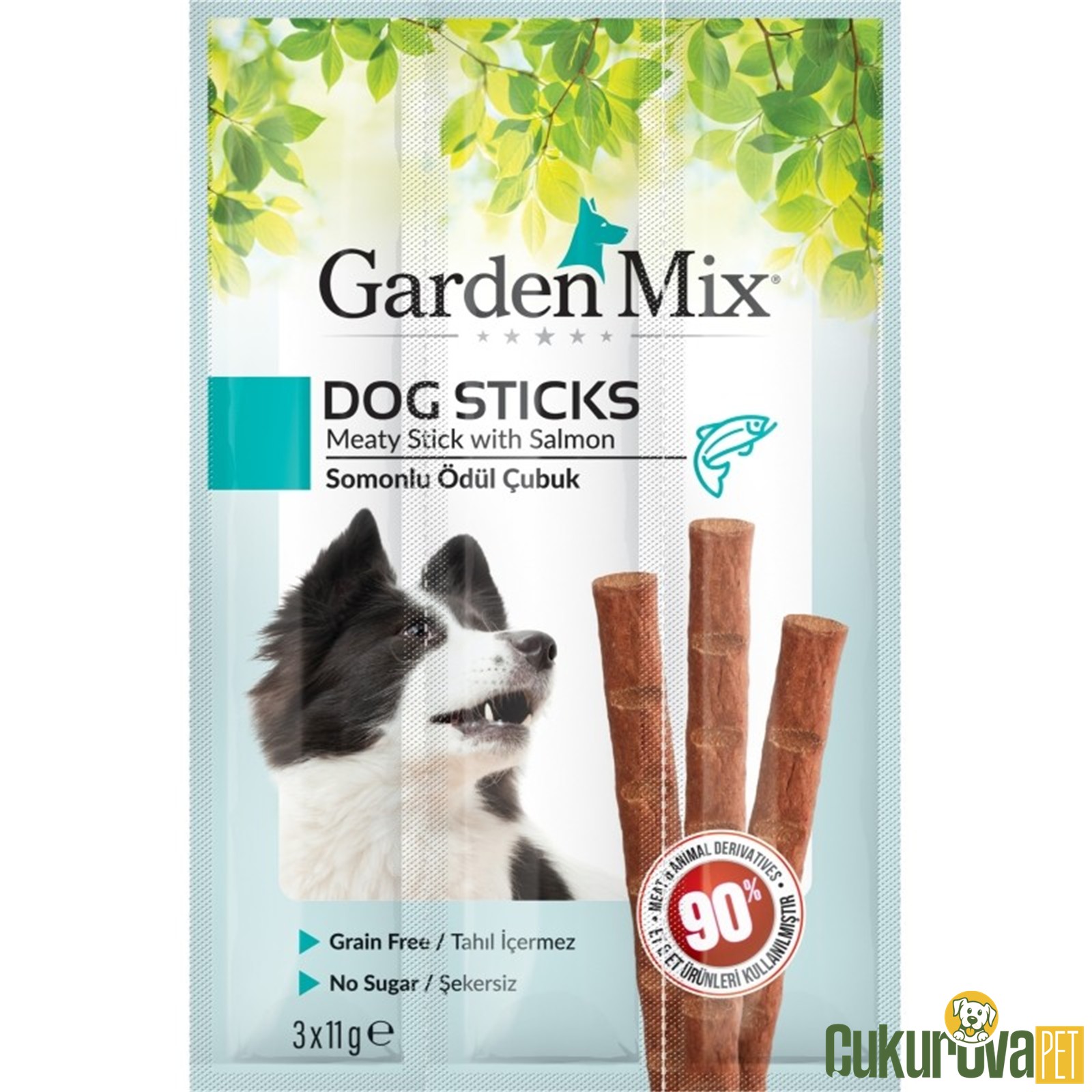 GardenMix Dog Sticks Somonlu Köpek Ödül Çubuğu 3 x 11 Gr