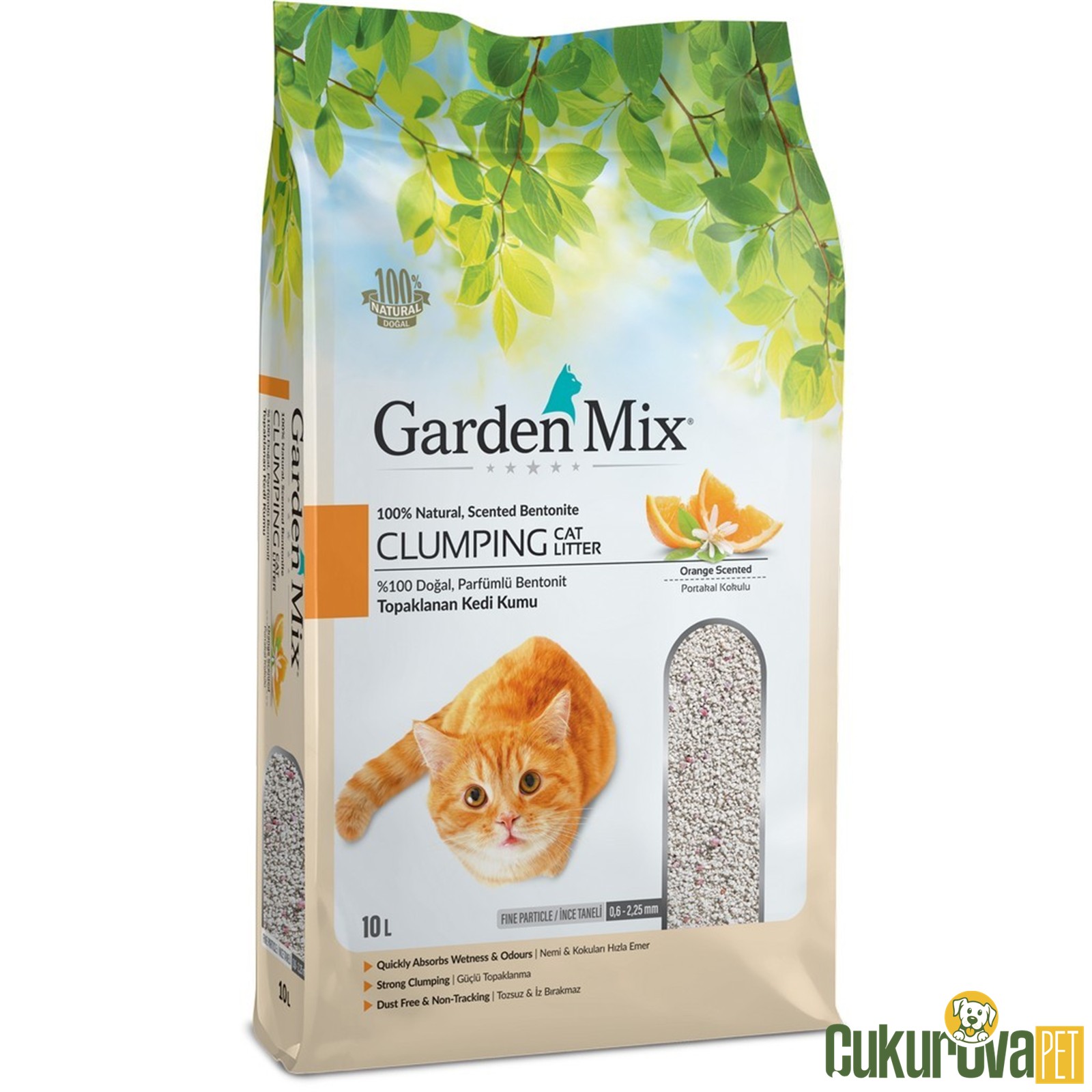 GardenMix Clumping Portakal Kokulu Bentonit Kedi Kumu 10 L