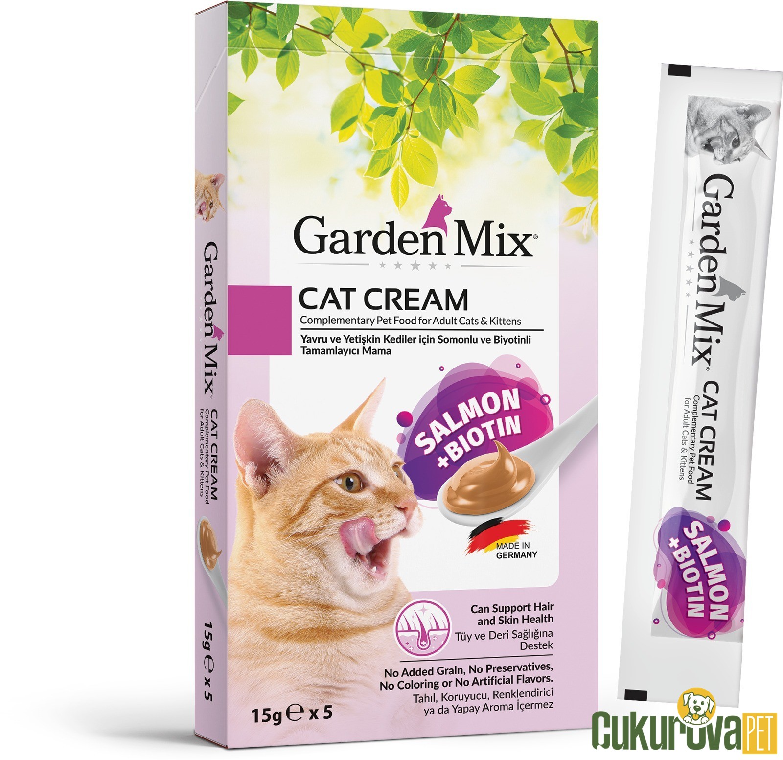 GardenMix Cat Cream Somonlu ve Biyotinli Kedi Ödül Kreması 5 x 15 Gr