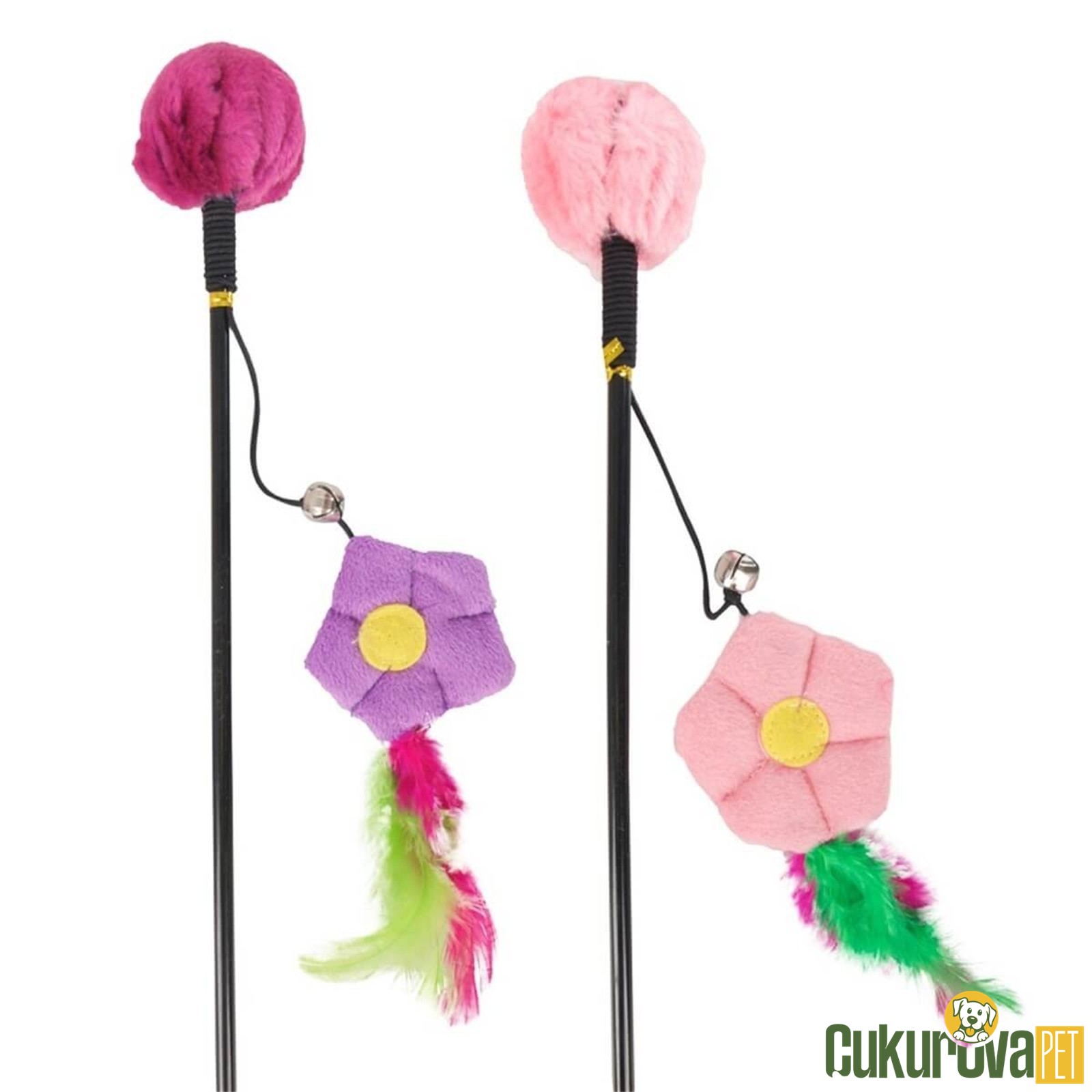 Karlie Tüylü Çiçekli Peluş Kedi Oltası 53 Cm